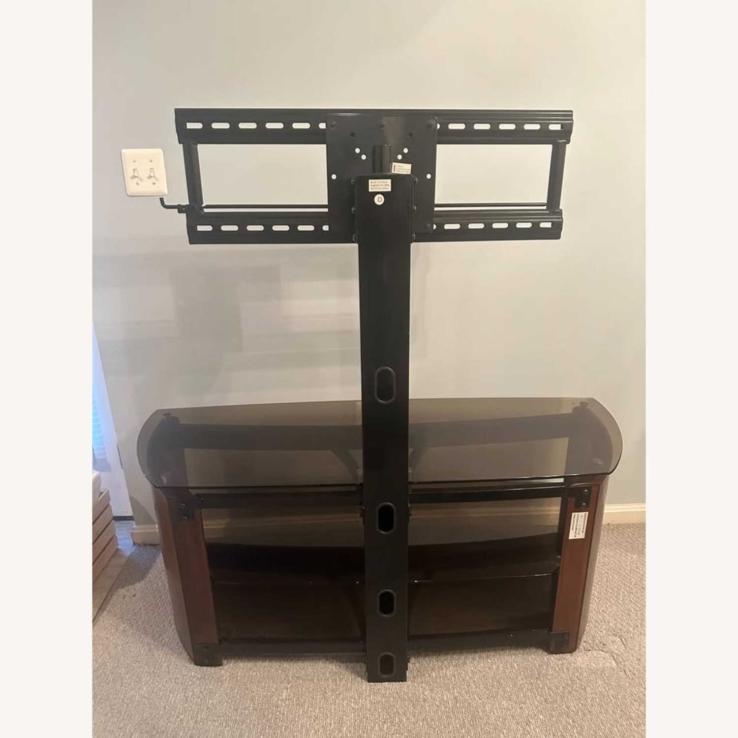 48" Wood/Smoked Glass TV Stand w Swivel TV Mount - image-2