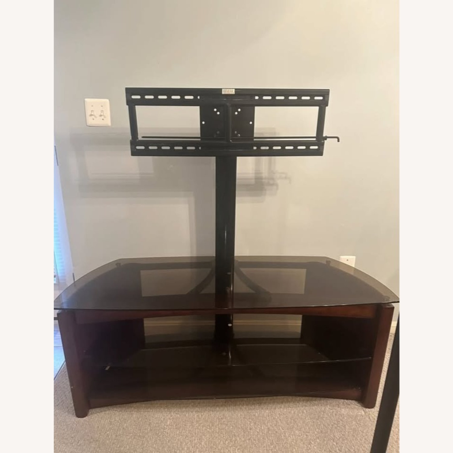 48" Wood/Smoked Glass TV Stand w Swivel TV Mount - image-1