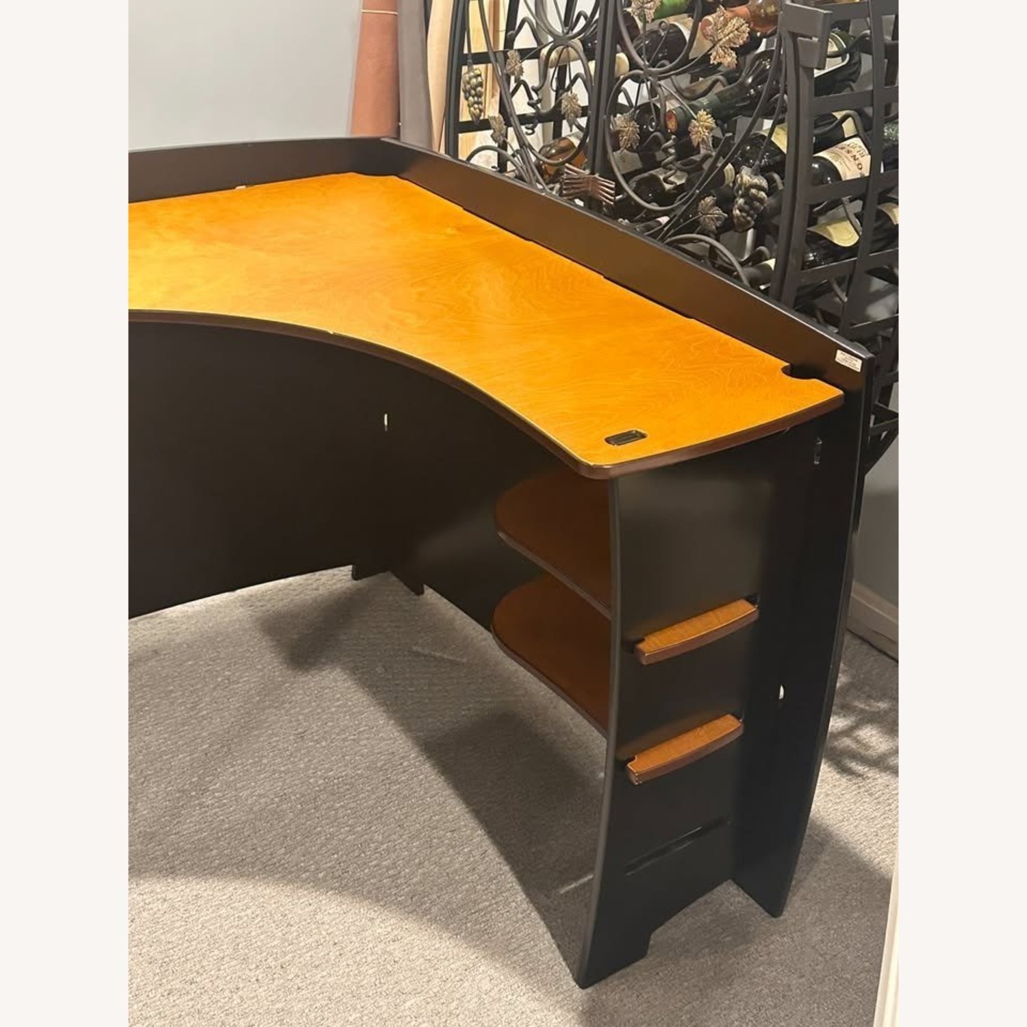 Pier 1 Imports Natural Wood Curved Writing Desk - image-3