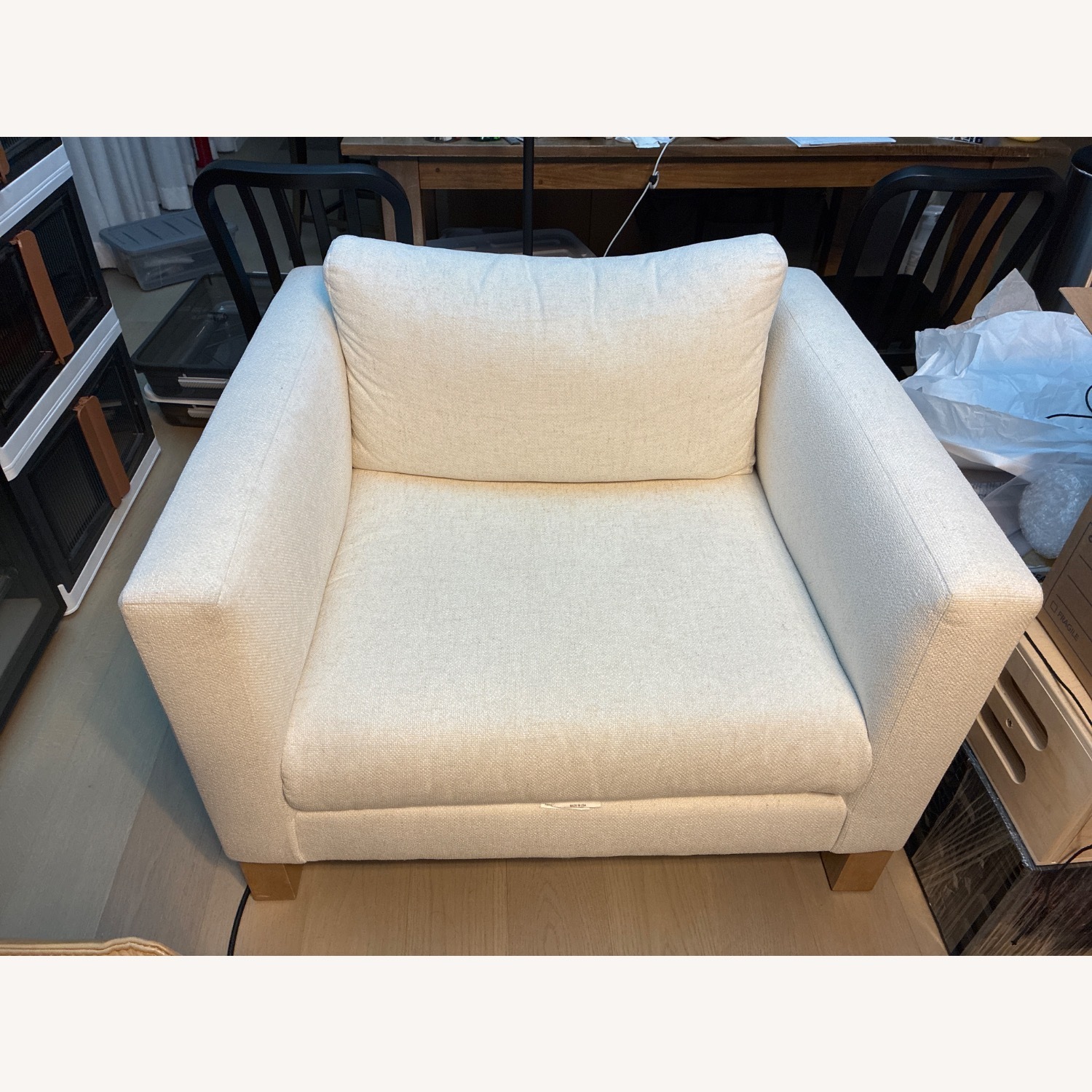 Crate & Barrel White Fabric Accent Chair - image-1