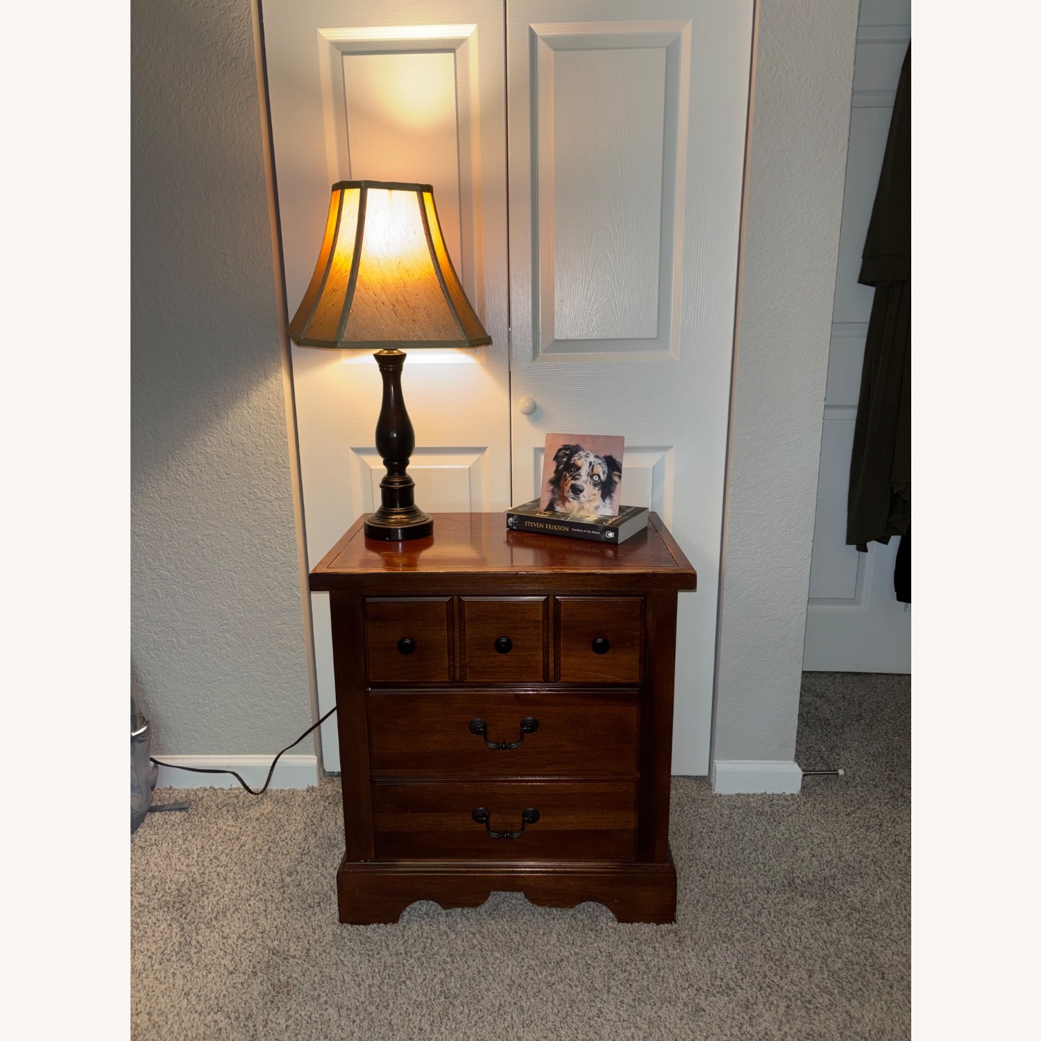 Vintage/Antique Dark Brown Wood Nightstand - image-1