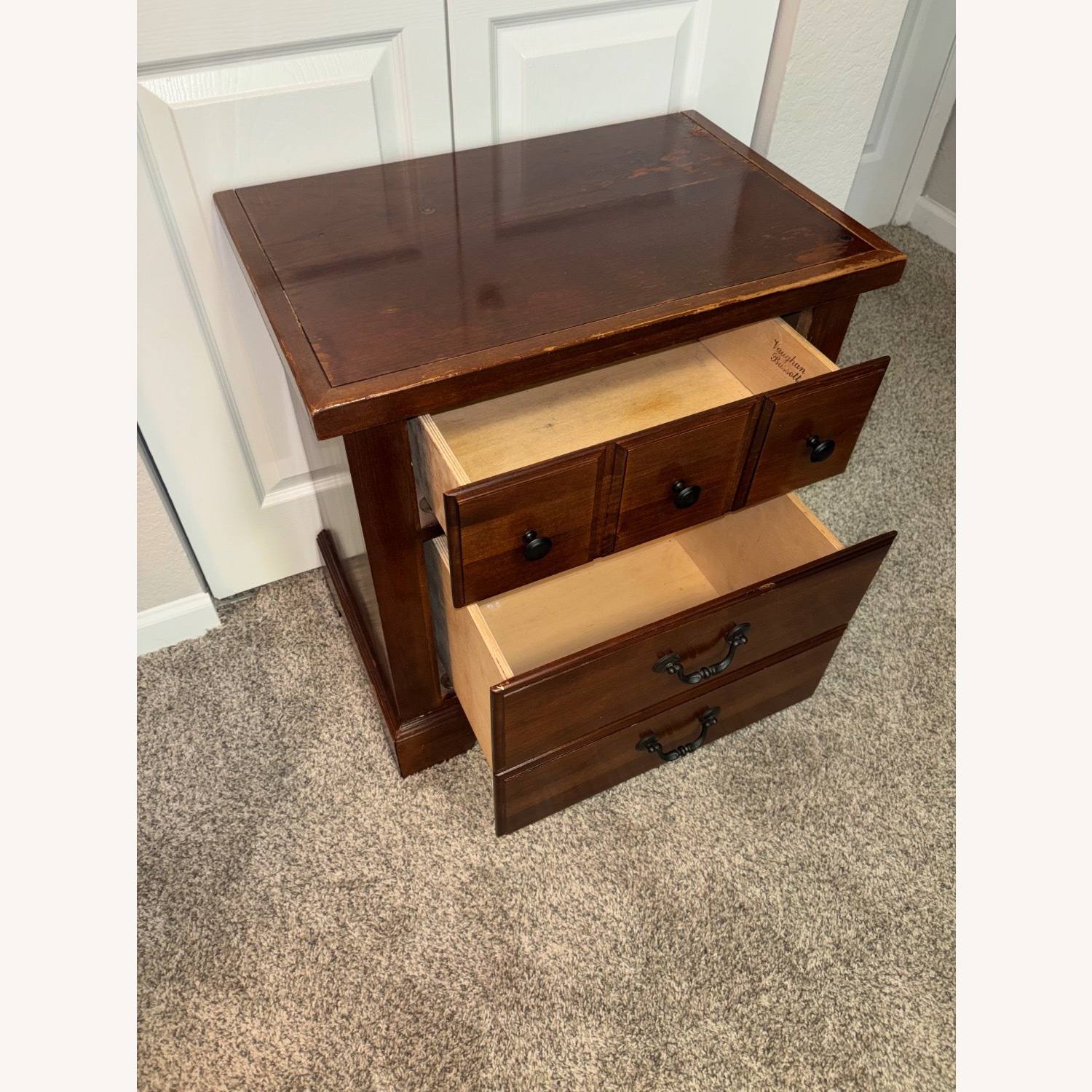 Vintage/Antique Dark Brown Wood Nightstand - image-2