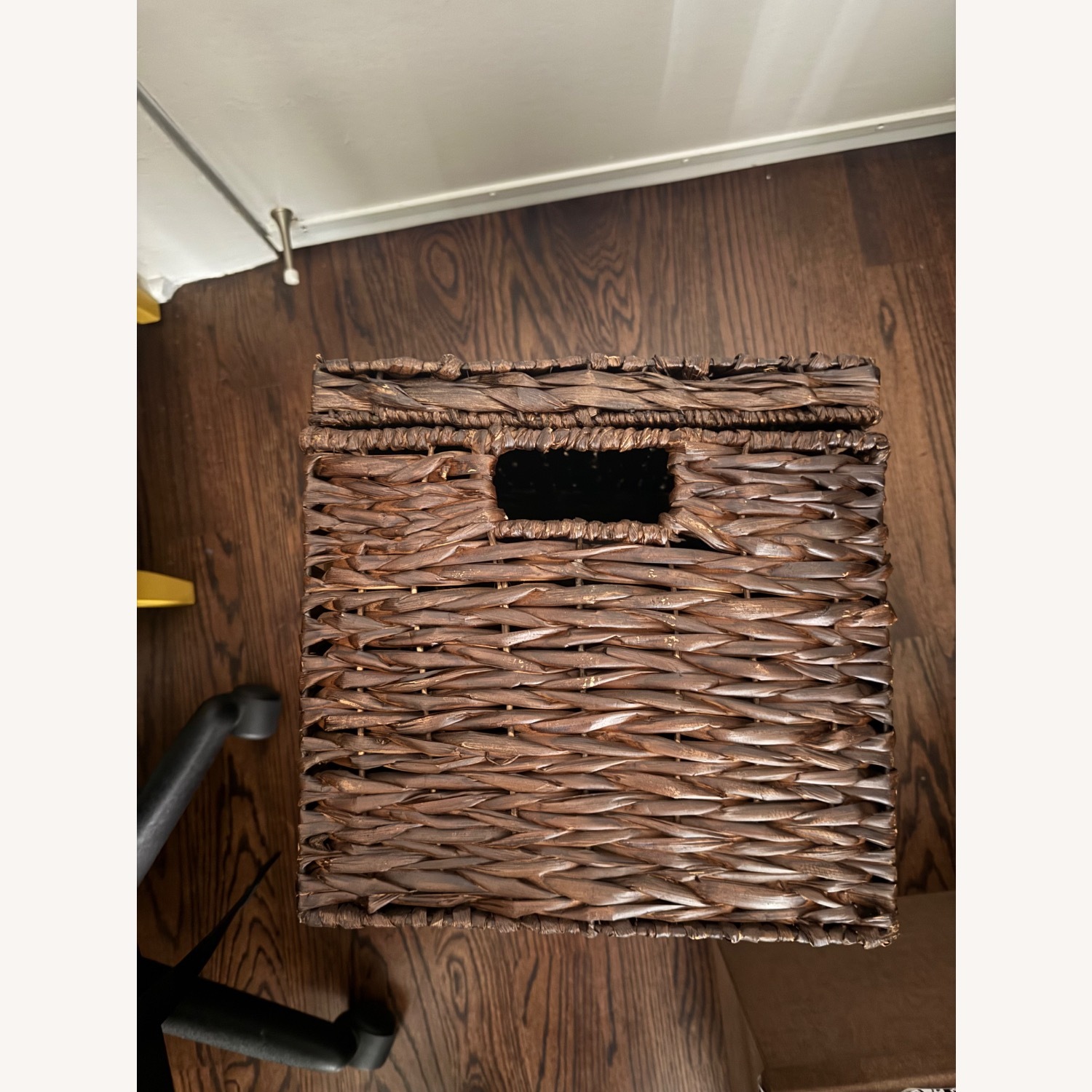 Dark Brown Wicker Storage Box - image-1