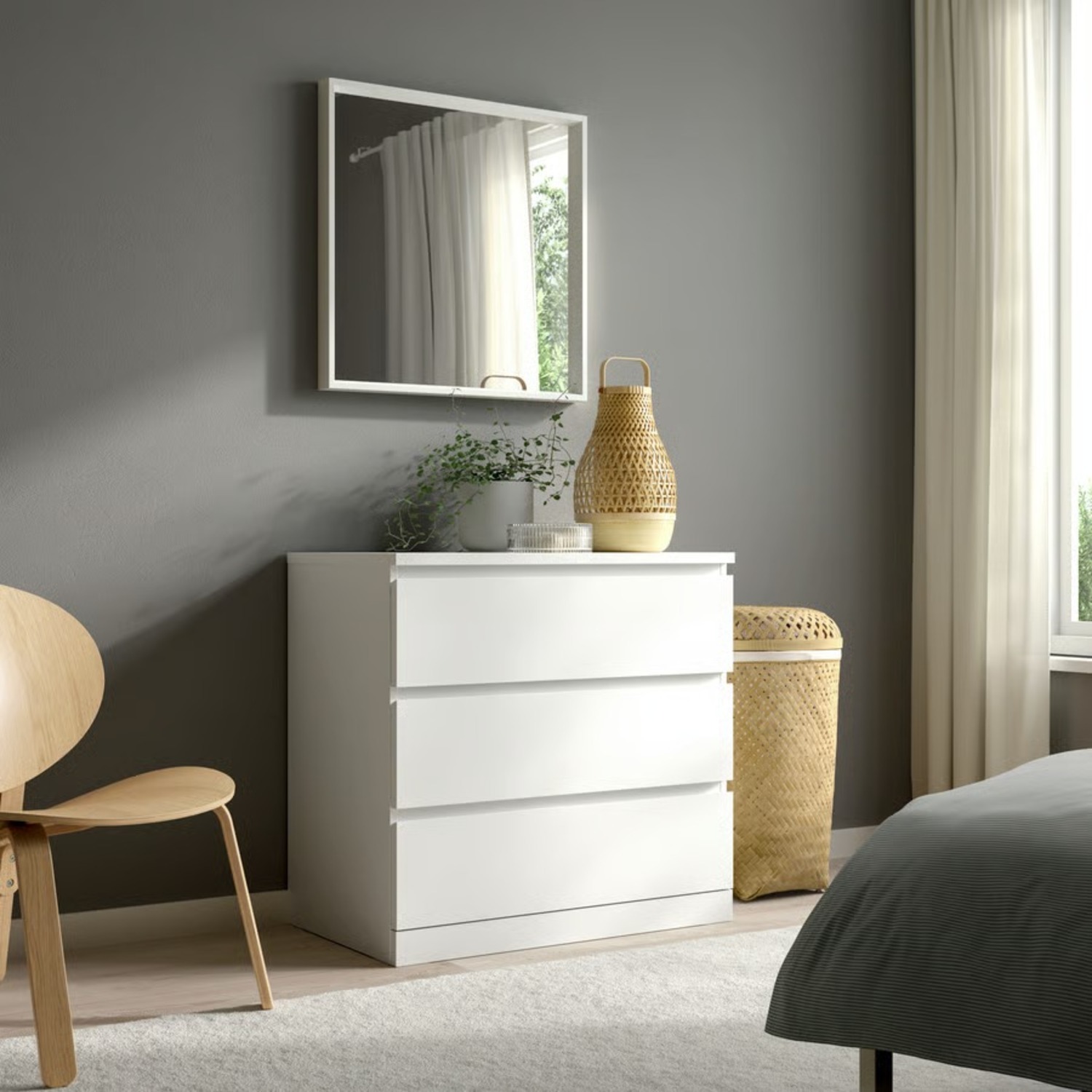 IKEA NISSEDAL White Glass Vanity Mirror - image-1