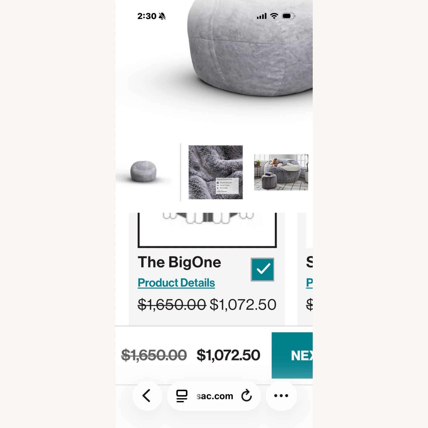 Lovesac Beanbag 2 Large One Regular - image-3