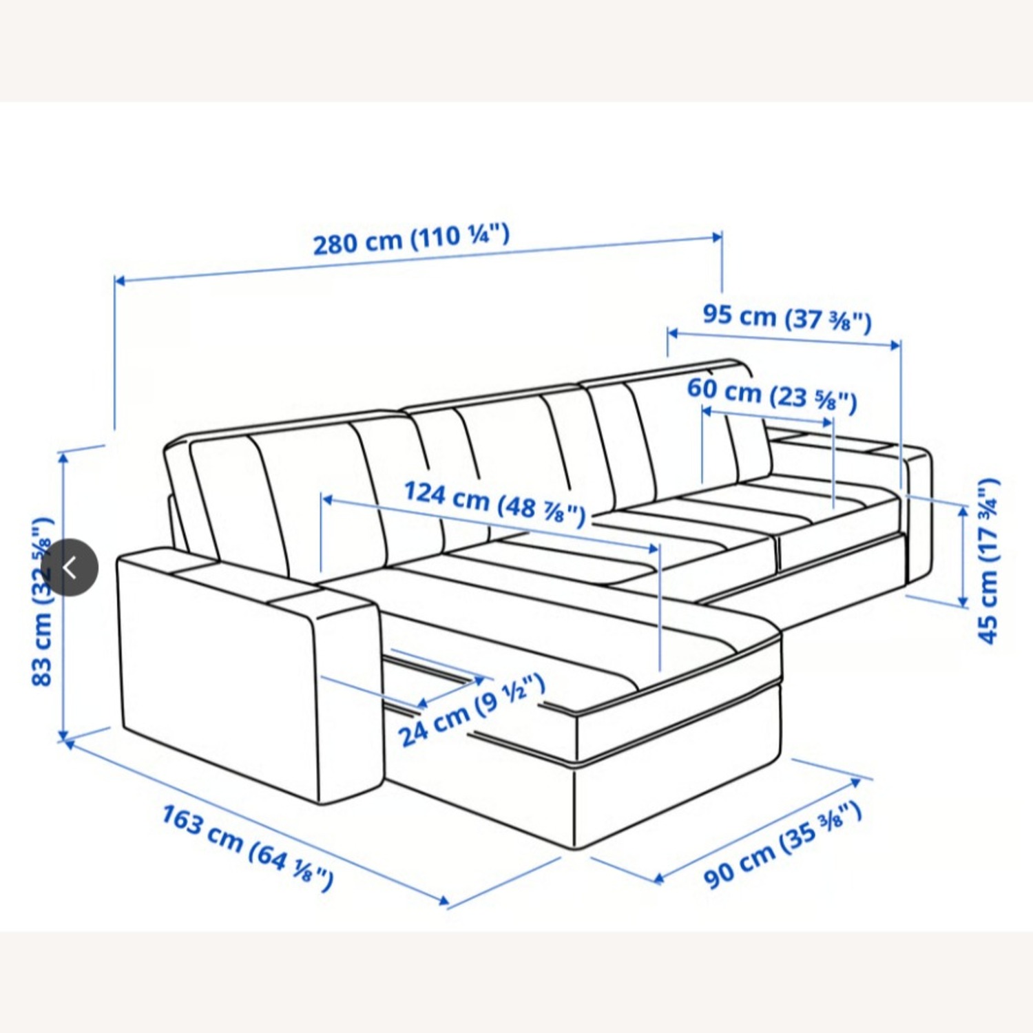 IKEA Kivik Sofa Sectional With Chaise, Light Gr - image-6