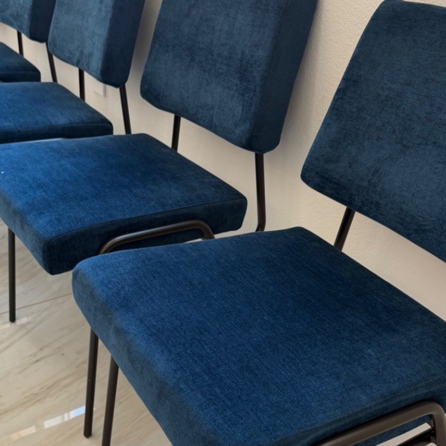 West Elm Wire Frame Performance Fabric Dining Chairs - image-2