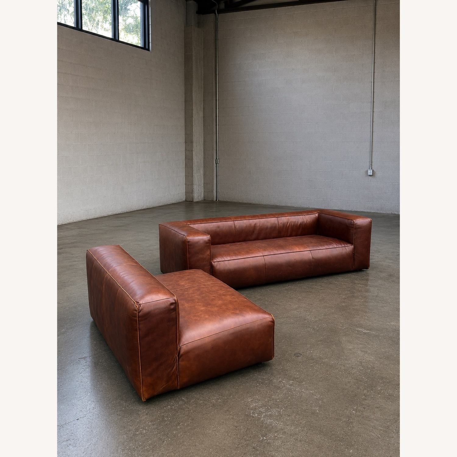 Article Cigar Raw Leather 2 Piece Sectional - image-6