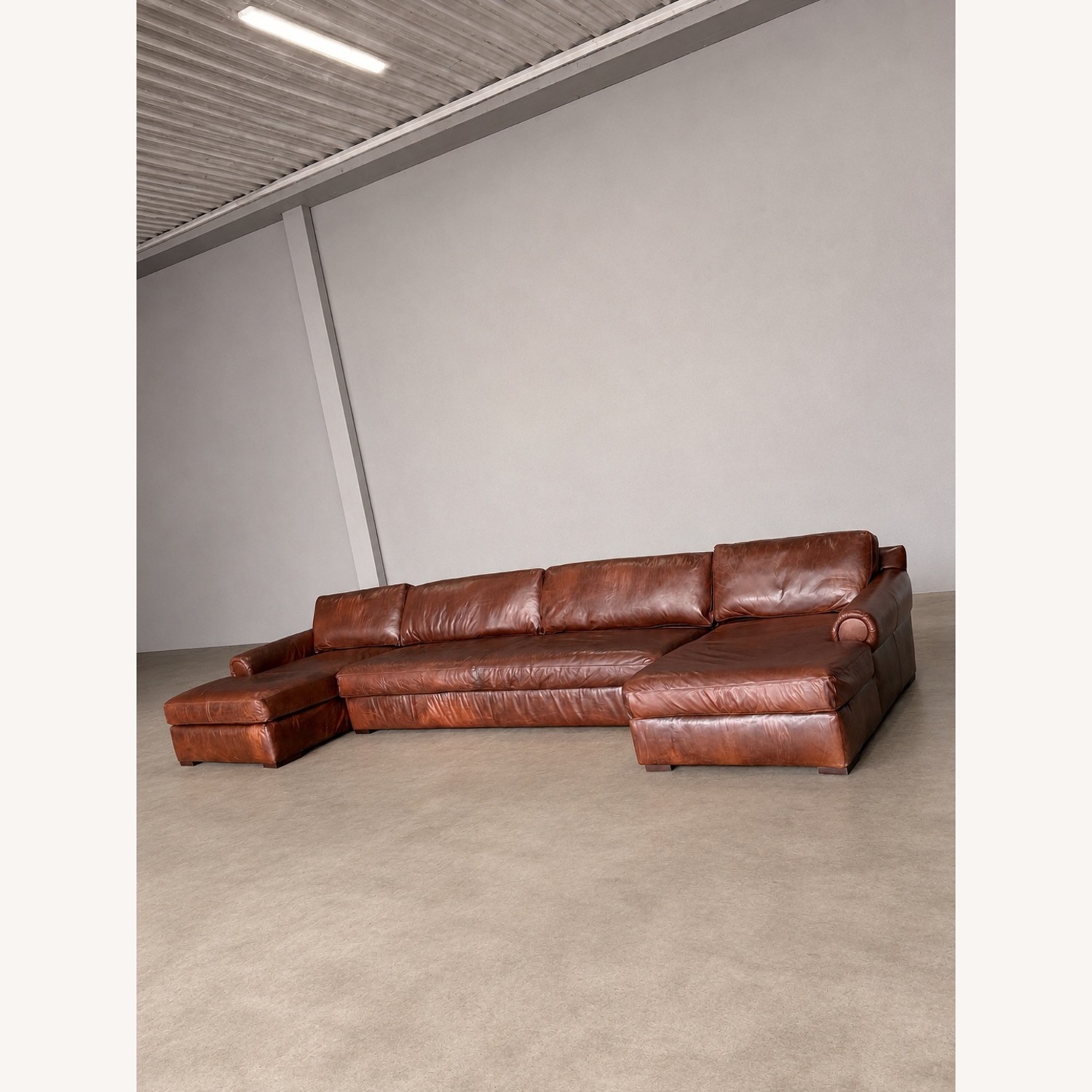 Restoration Hardware Lancaster Leather Sectional - image-3