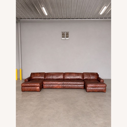 Used Restoration Hardware Lancaster Leather Sectional for sale on AptDeco