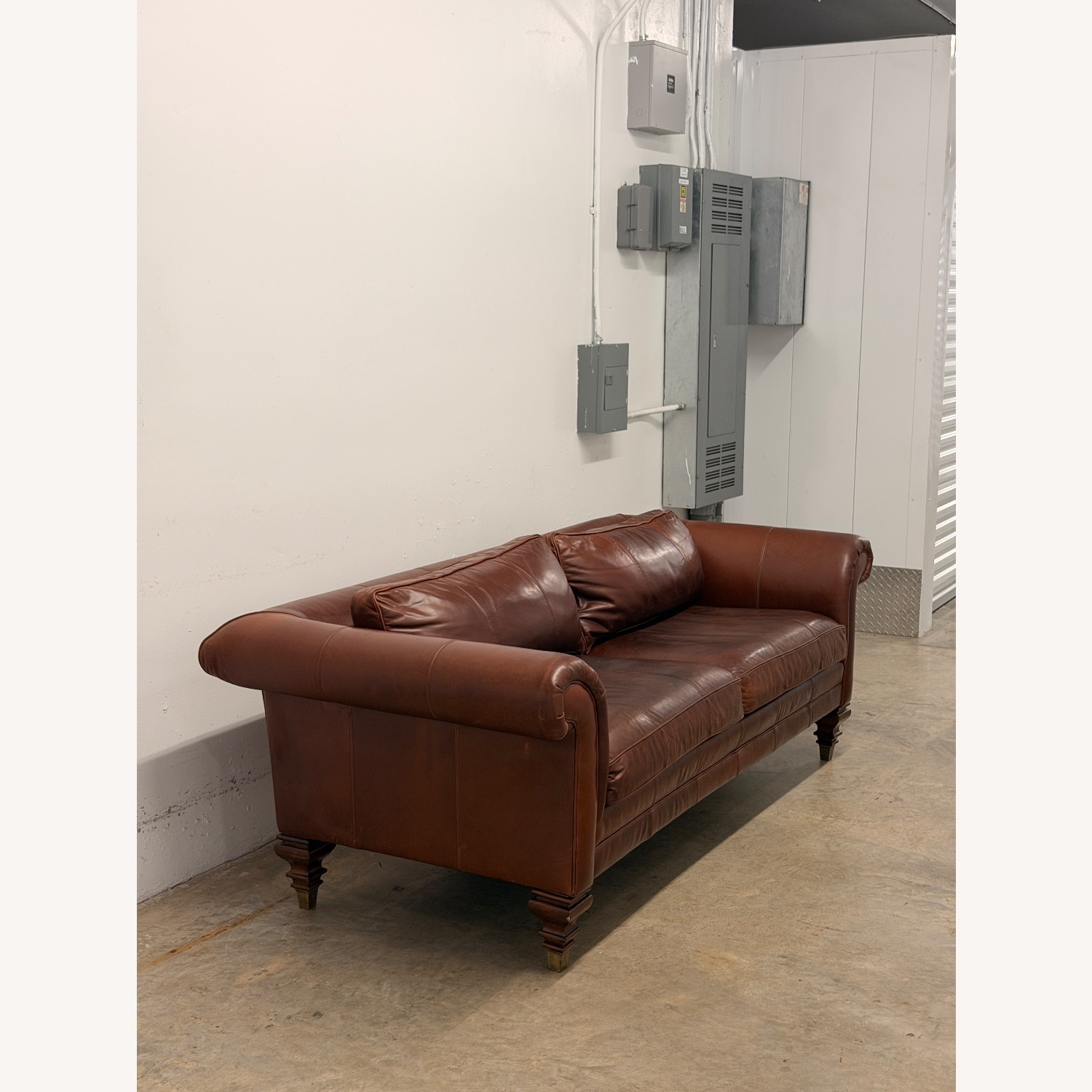 Vintage Ralph Lauren Dark Brown Leather Sofa Couch - image-1