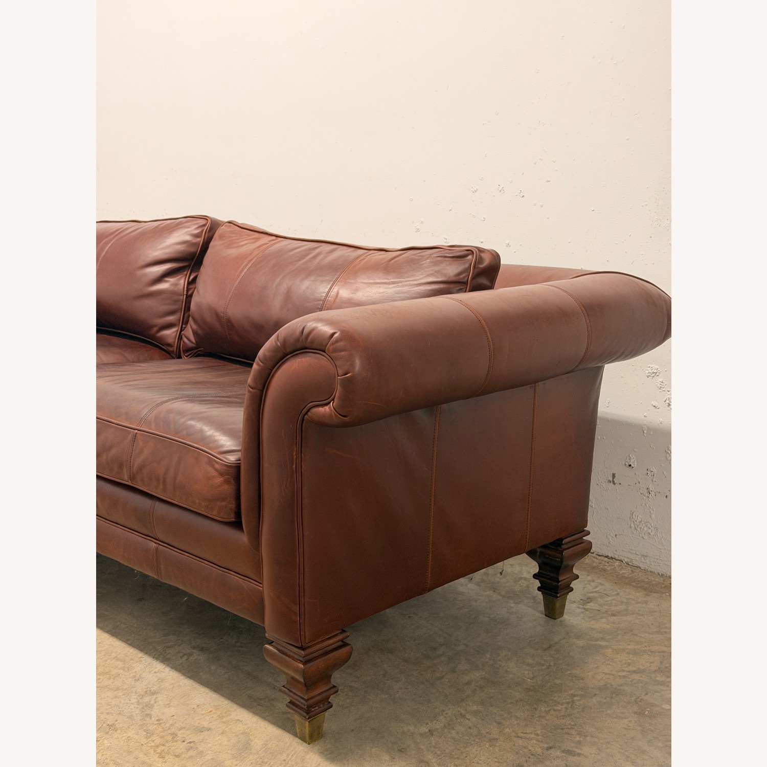 Vintage Ralph Lauren Dark Brown Leather Sofa Couch - image-4