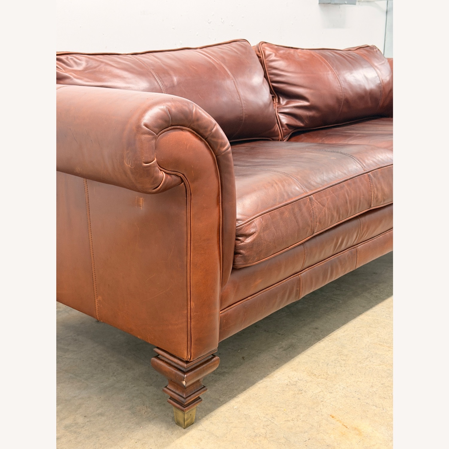 Vintage Ralph Lauren Dark Brown Leather Sofa Couch - image-2