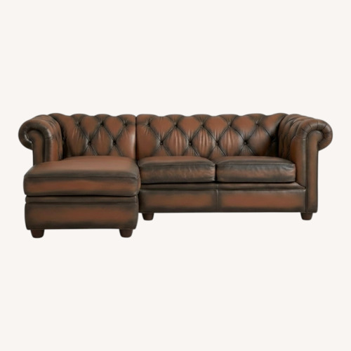 Used Pottery Barn Chesterfield Leather 2 Pc Sectional for sale on AptDeco