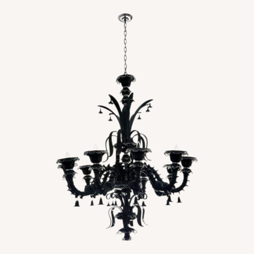 Used Large 10-Arm Black Glass Chandelier - Mur Style for sale on AptDeco