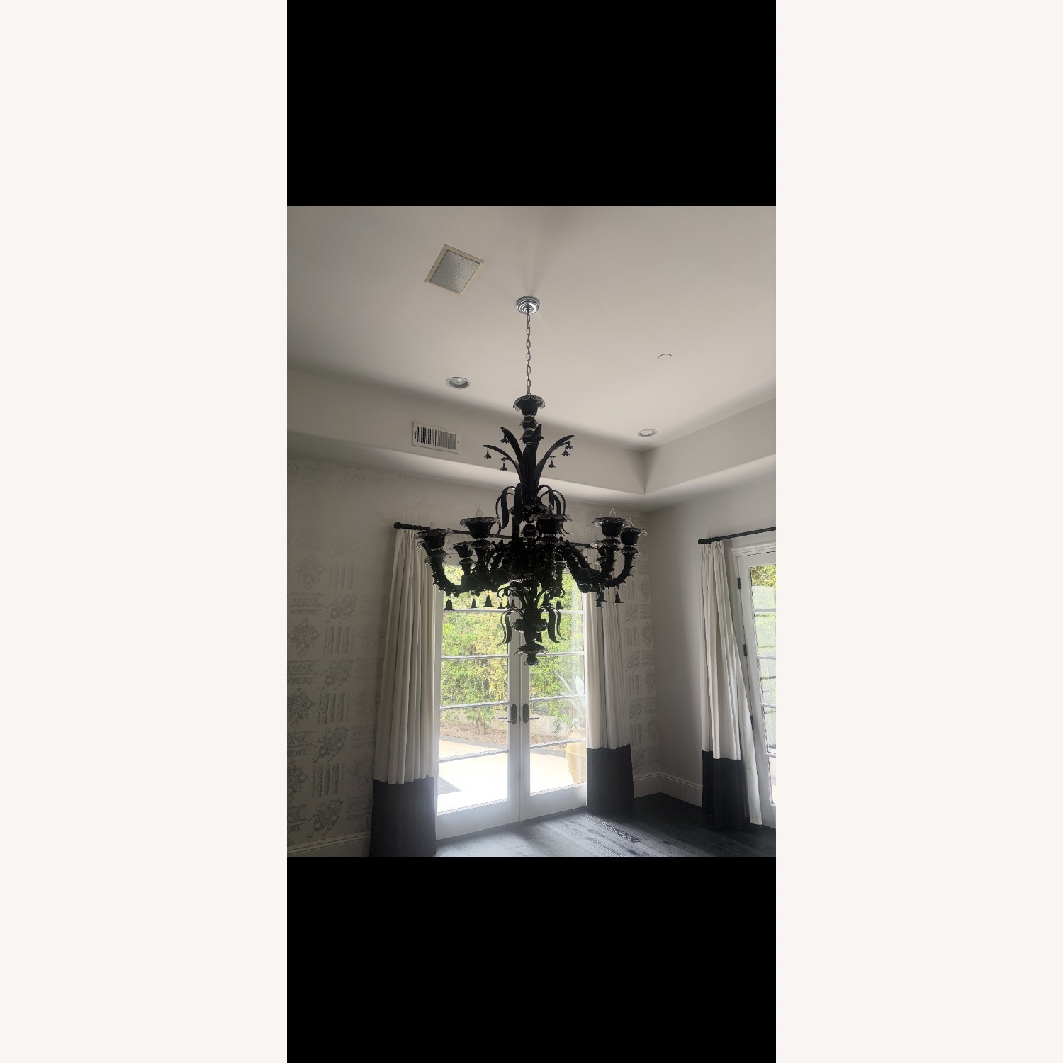Large 10-Arm Black Glass Chandelier - Mur Style - image-2