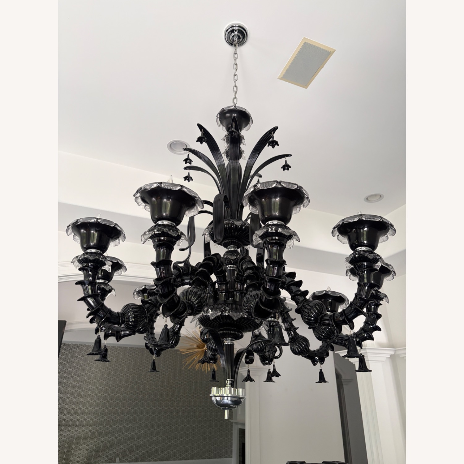 Large 10-Arm Black Glass Chandelier - Mur Style - image-5