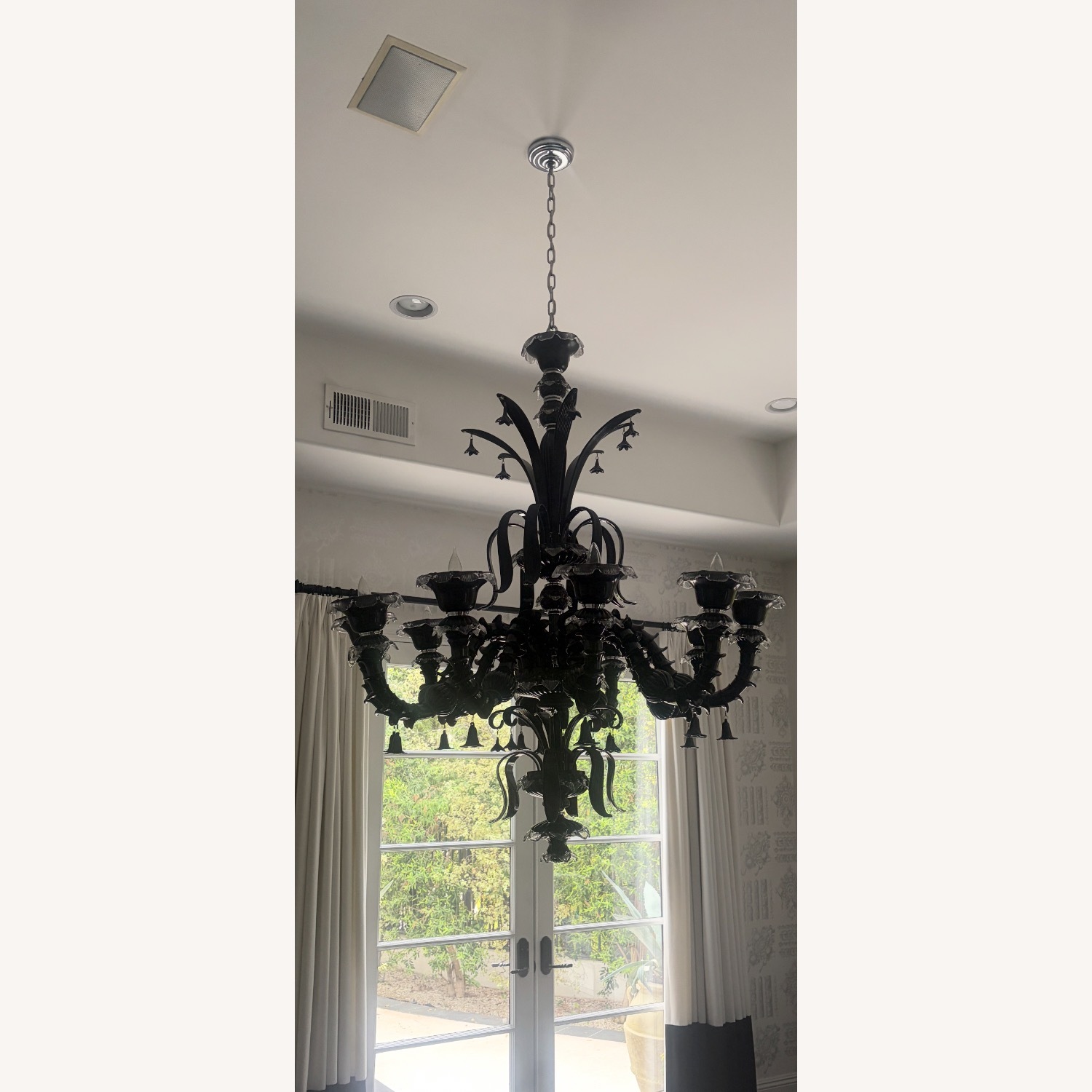 Large 10-Arm Black Glass Chandelier - Mur Style - image-1