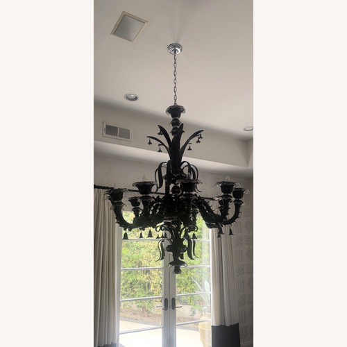 Used Large 10-Arm Black Glass Chandelier - Mur Style for sale on AptDeco