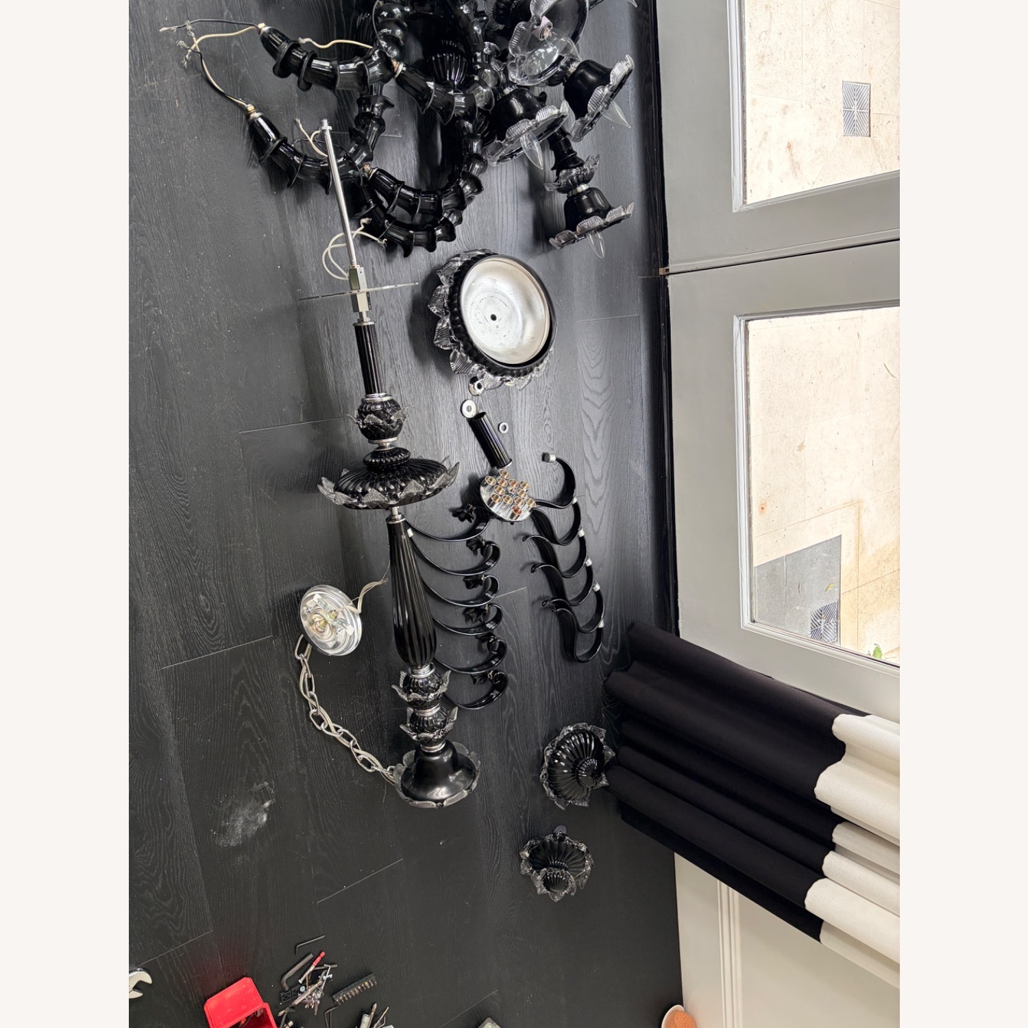Large 10-Arm Black Glass Chandelier - Mur Style - image-6
