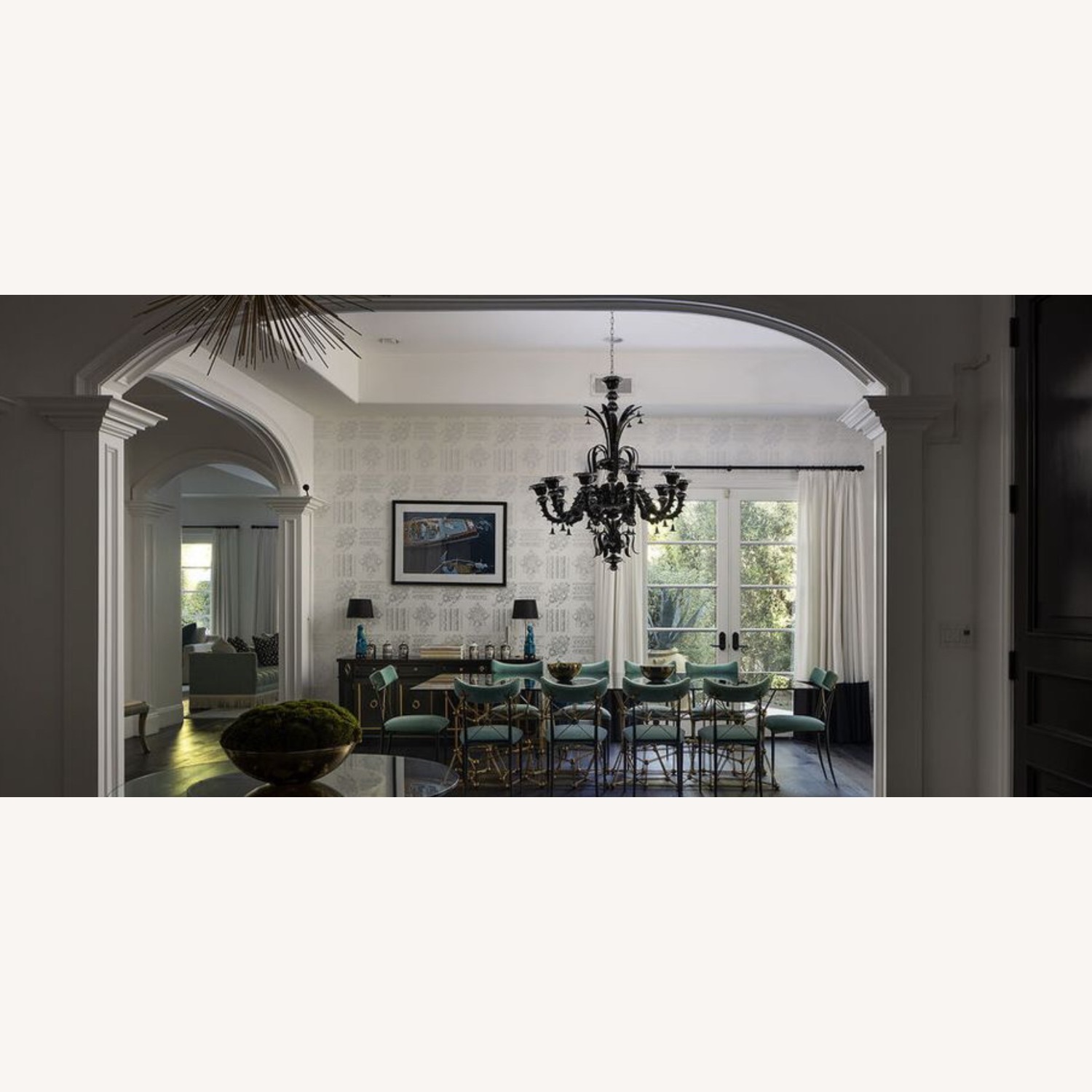 Large 10-Arm Black Glass Chandelier - Mur Style - image-4