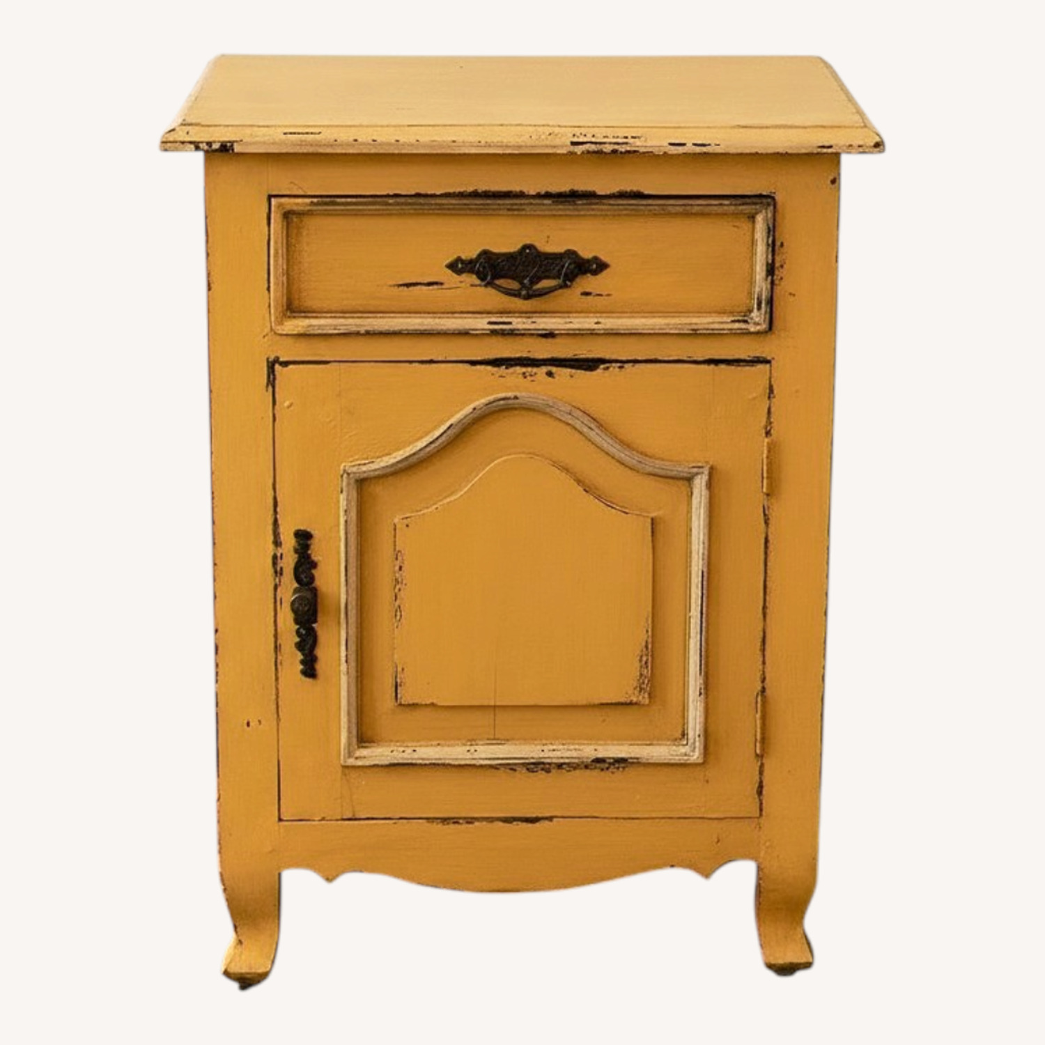 Vintage Distressed Mustard Yellow Side Table - image-0