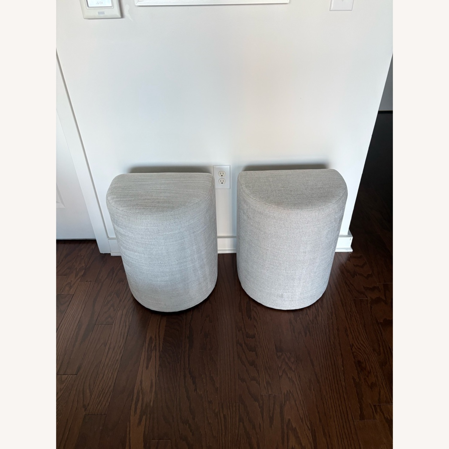 Pair of West Elm Tilly Ottomans | Pearl Gray - image-1