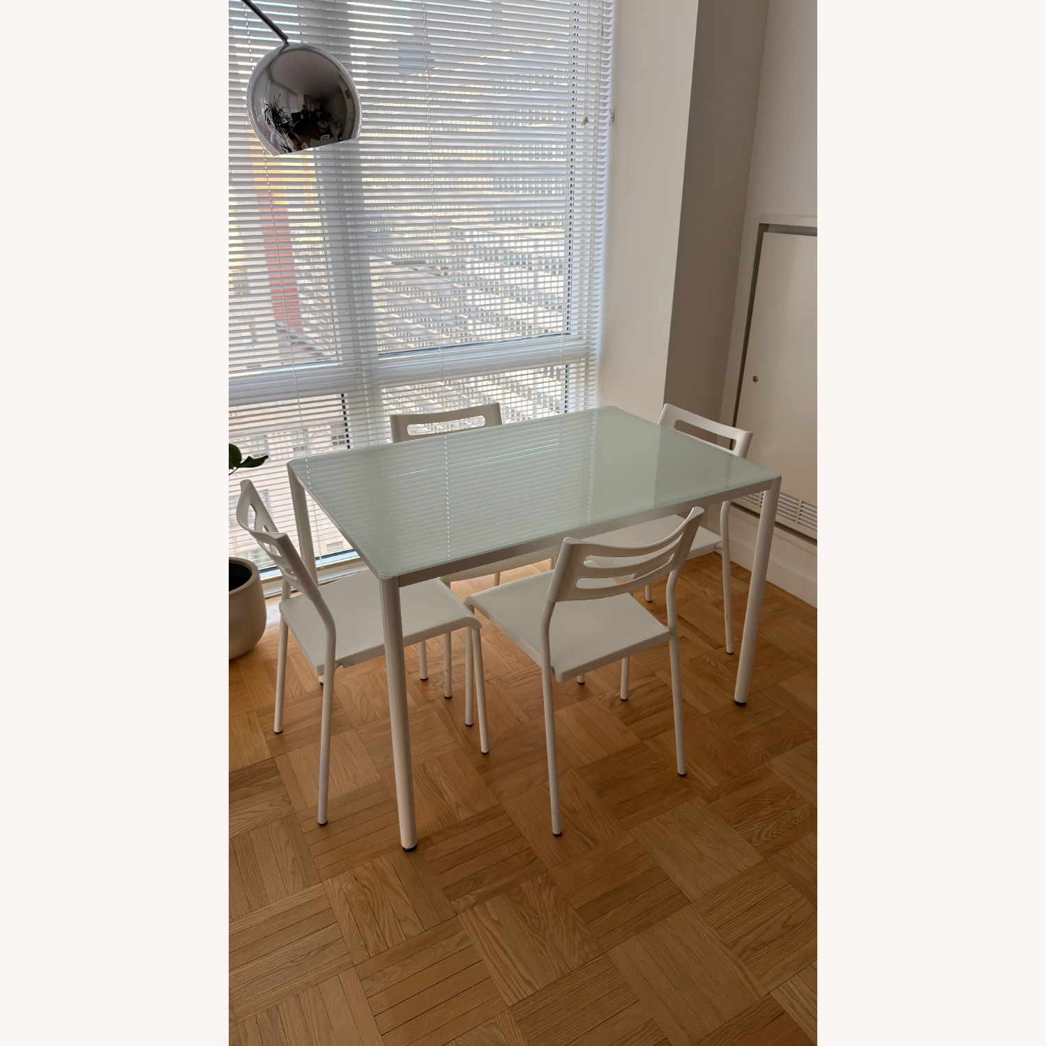 White Metal and Glass Dining Set - image-1