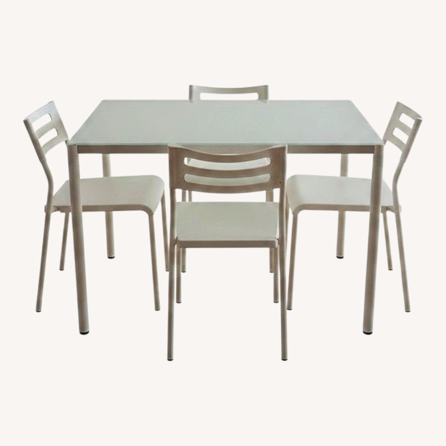 White Metal and Glass Dining Set - image-0