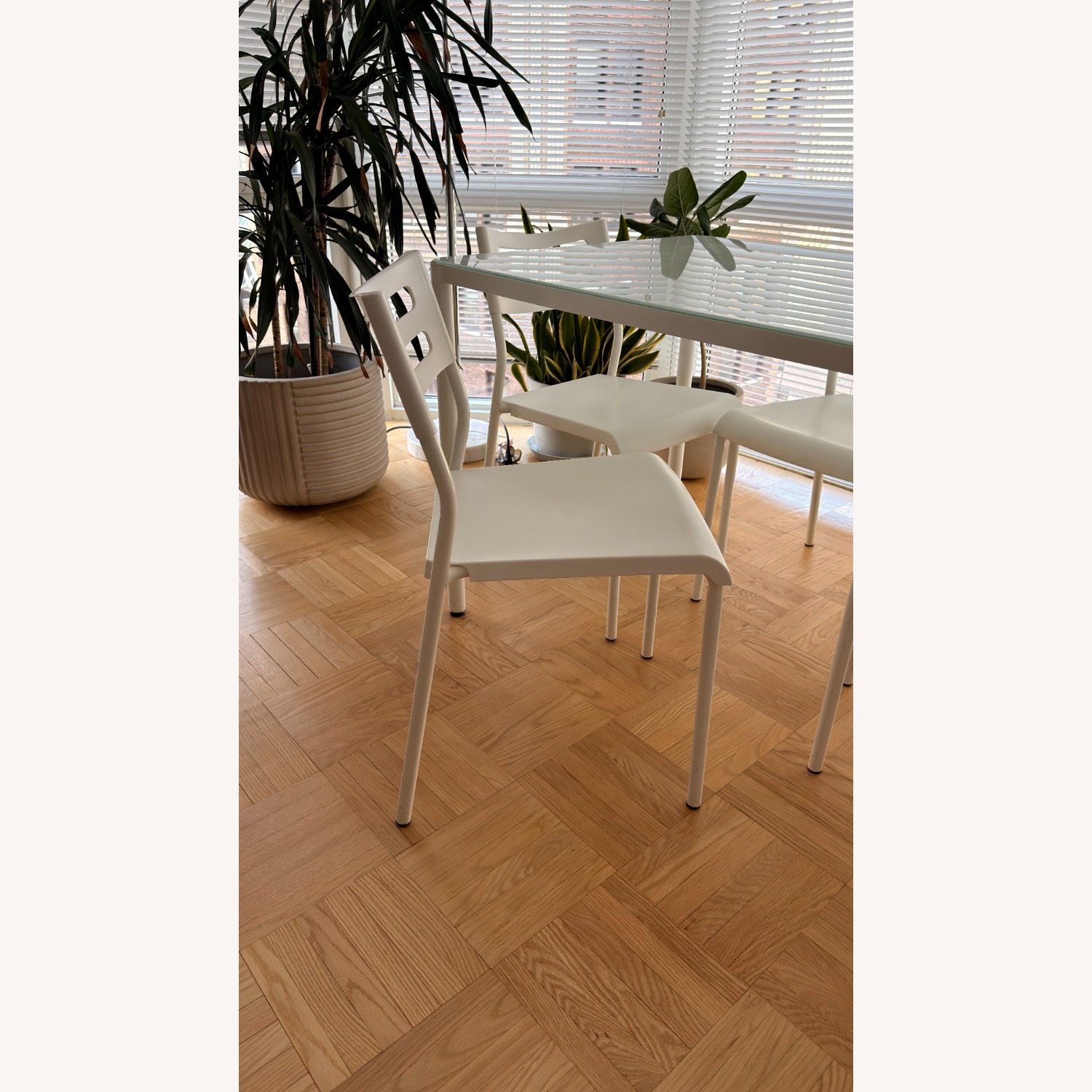 White Metal and Glass Dining Set - image-2