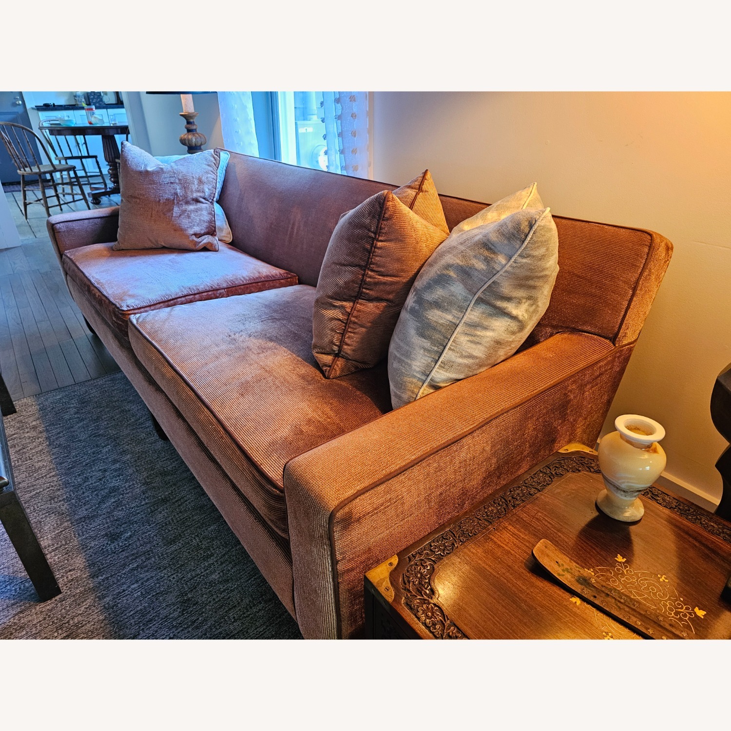 Vintage/Antique Finds Orange Suede 3+ Seater Sofa - image-4