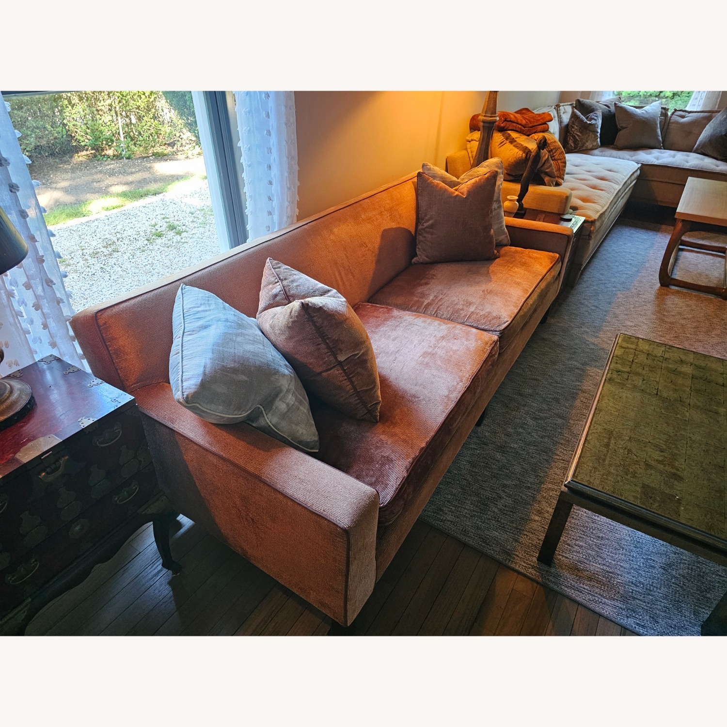 Vintage/Antique Finds Orange Suede 3+ Seater Sofa - image-2