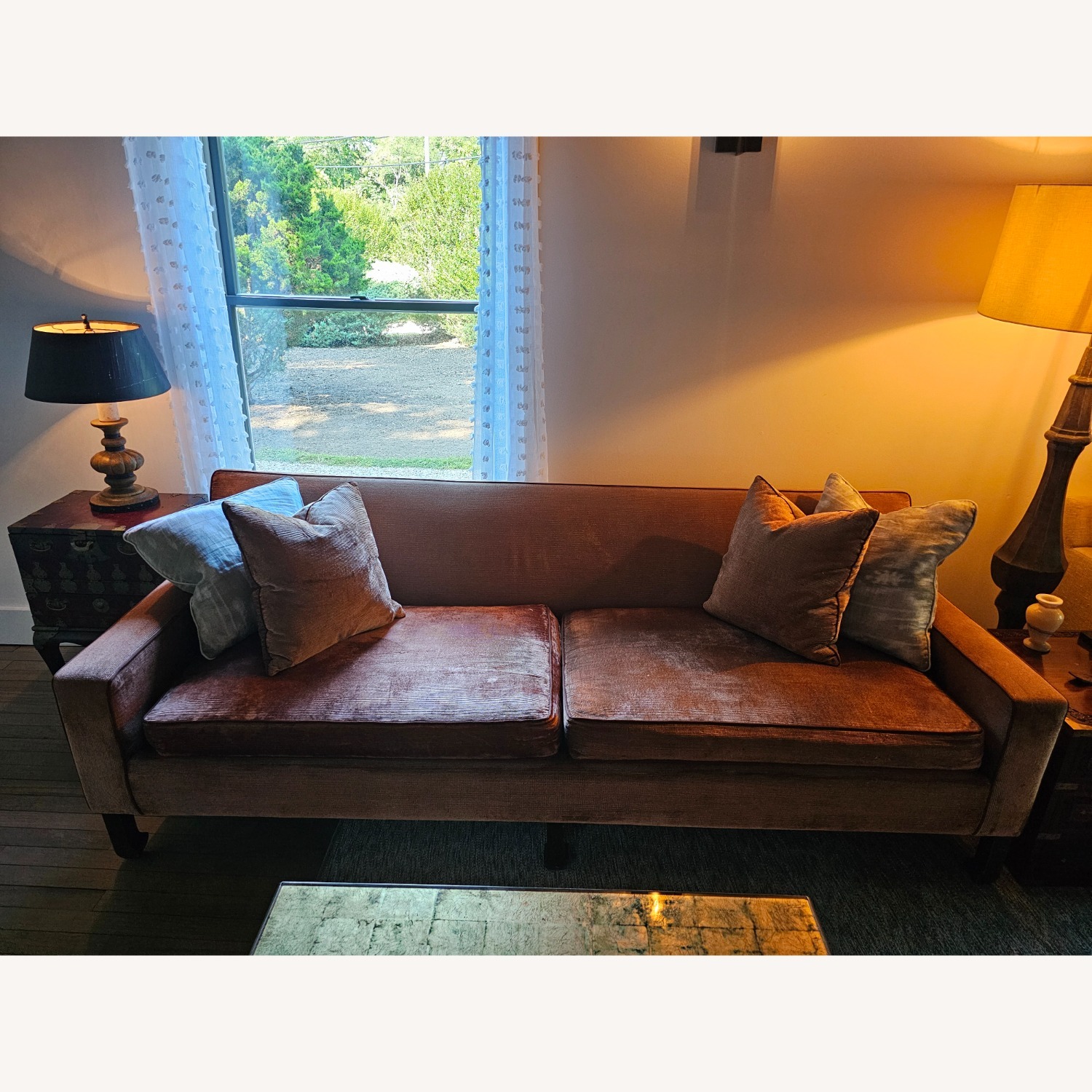 Vintage/Antique Finds Orange Suede 3+ Seater Sofa - image-1