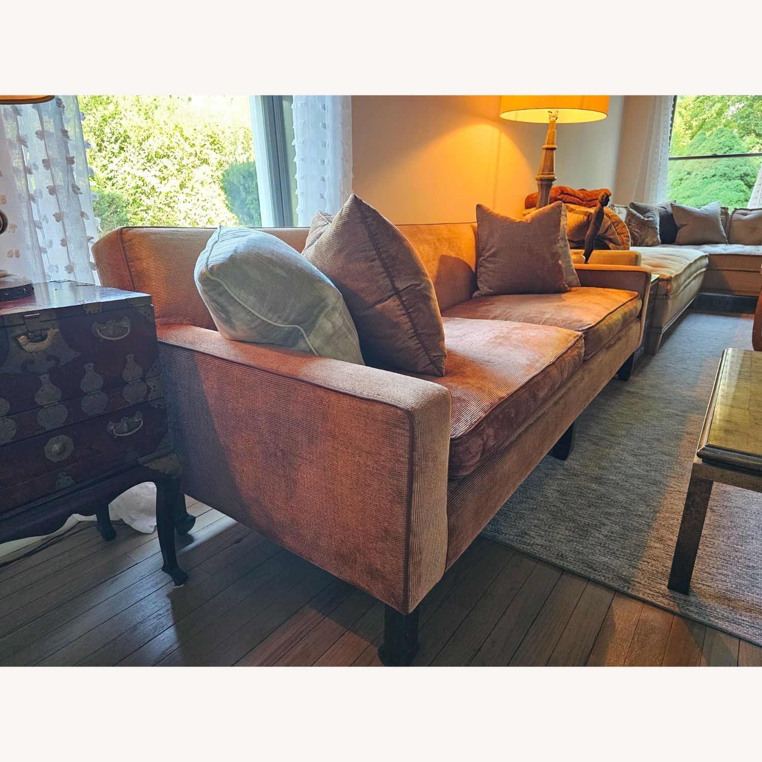 Vintage/Antique Finds Orange Suede 3+ Seater Sofa - image-3
