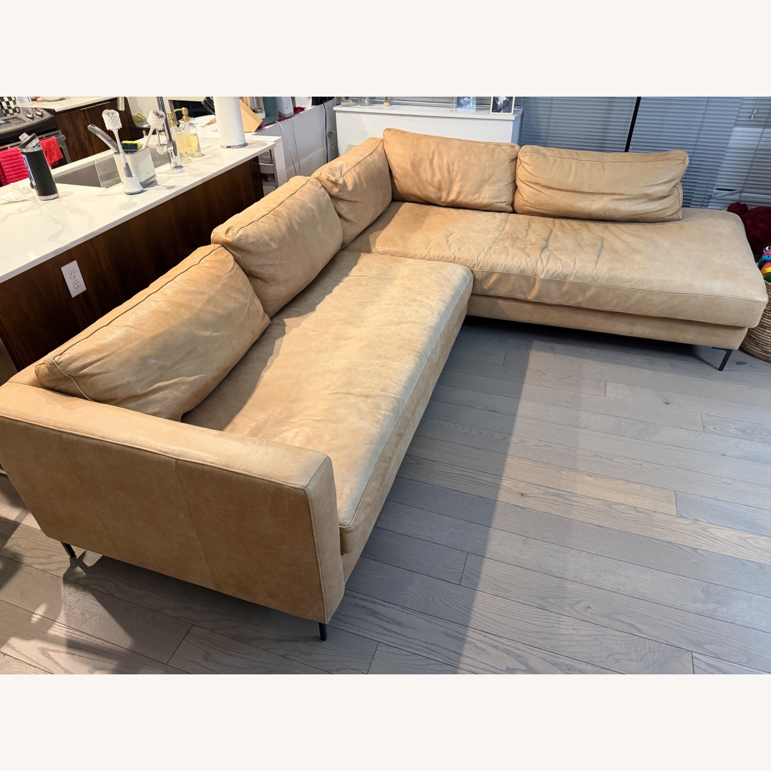 Pottery Barn Natural Leather 2 Piece Sectional - image-2