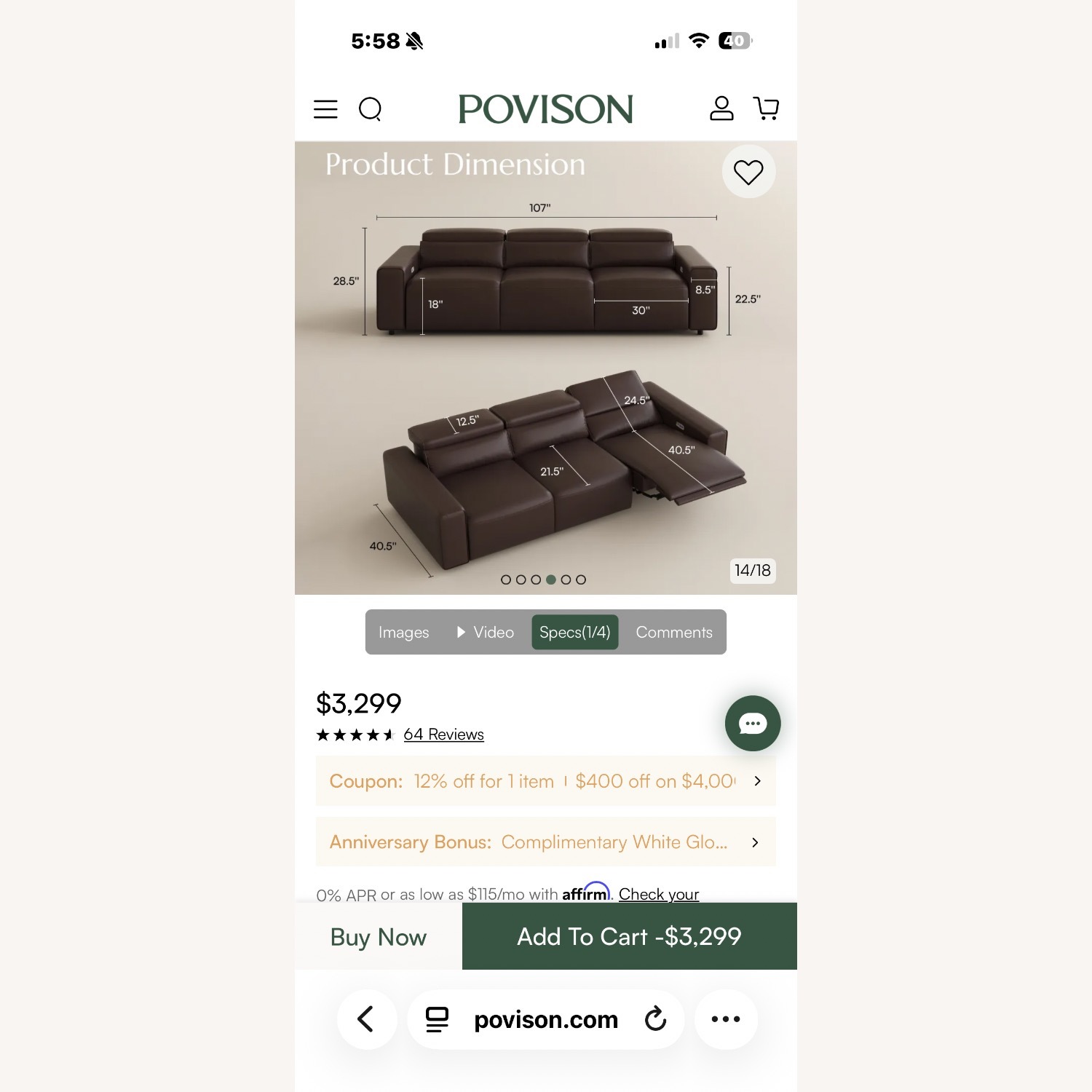 Benjamin Coffee Brown Sofa - image-3