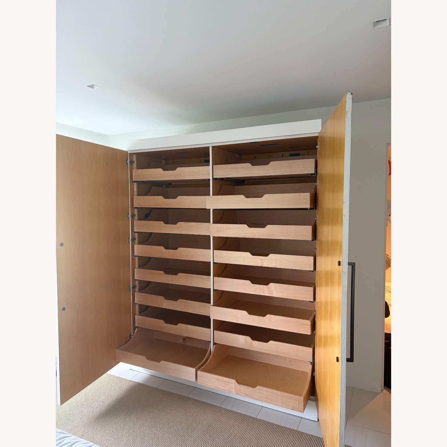 White Mirrored Wardrobe with 16 Pull-Out Drawers - image-2