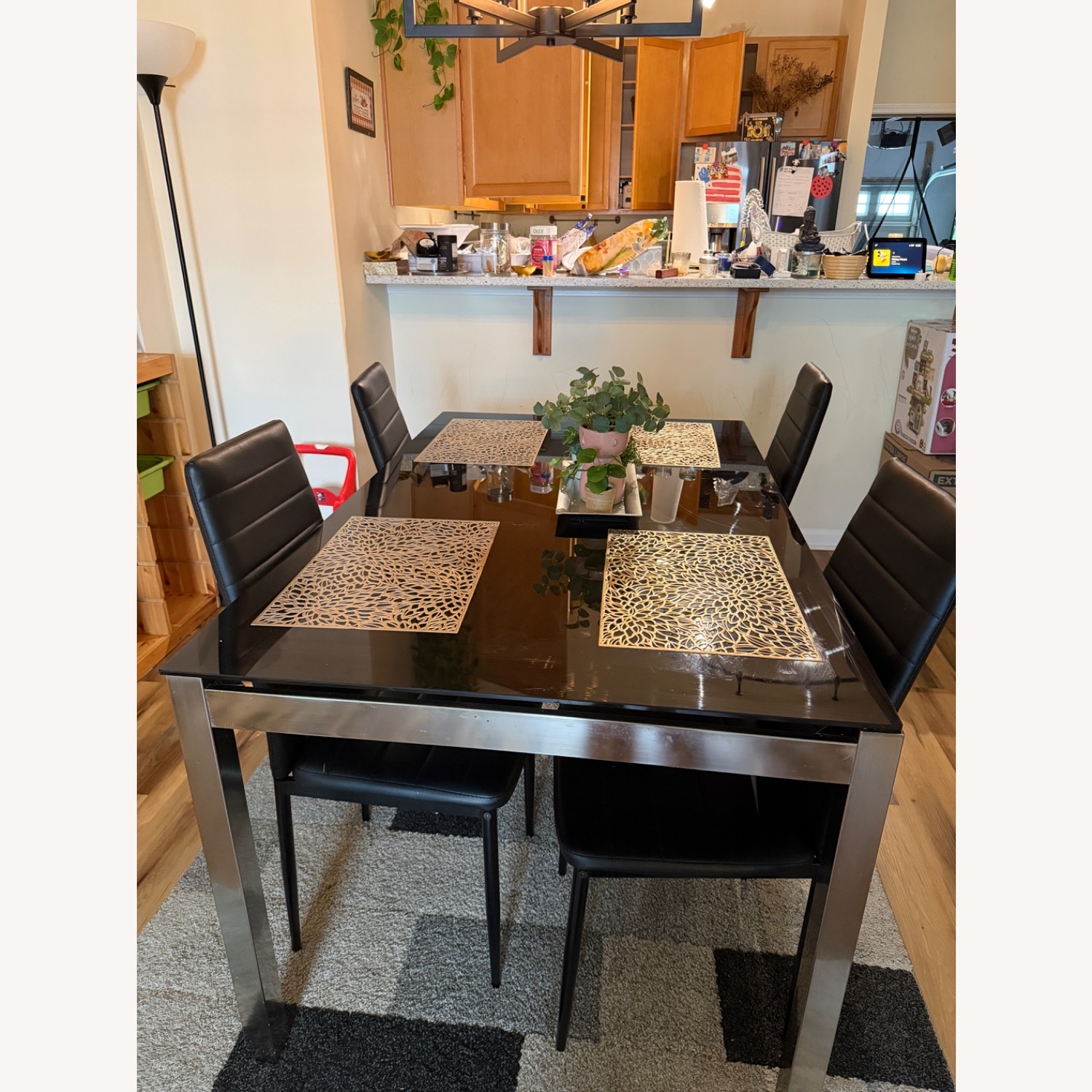 Ashley Furniture Black Glass Dining Table and Chair - image-7