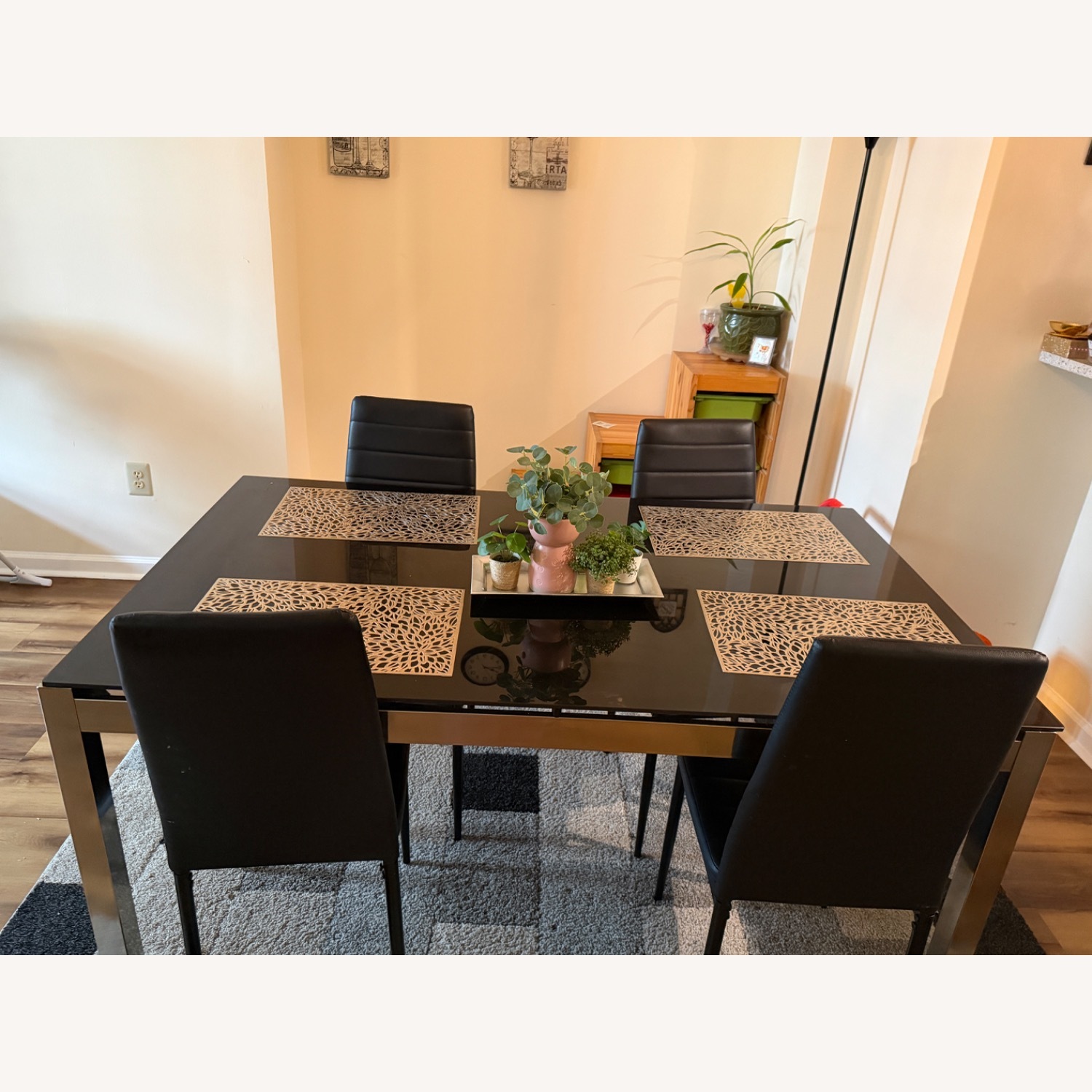 Ashley Furniture Black Glass Dining Table and Chair - image-5