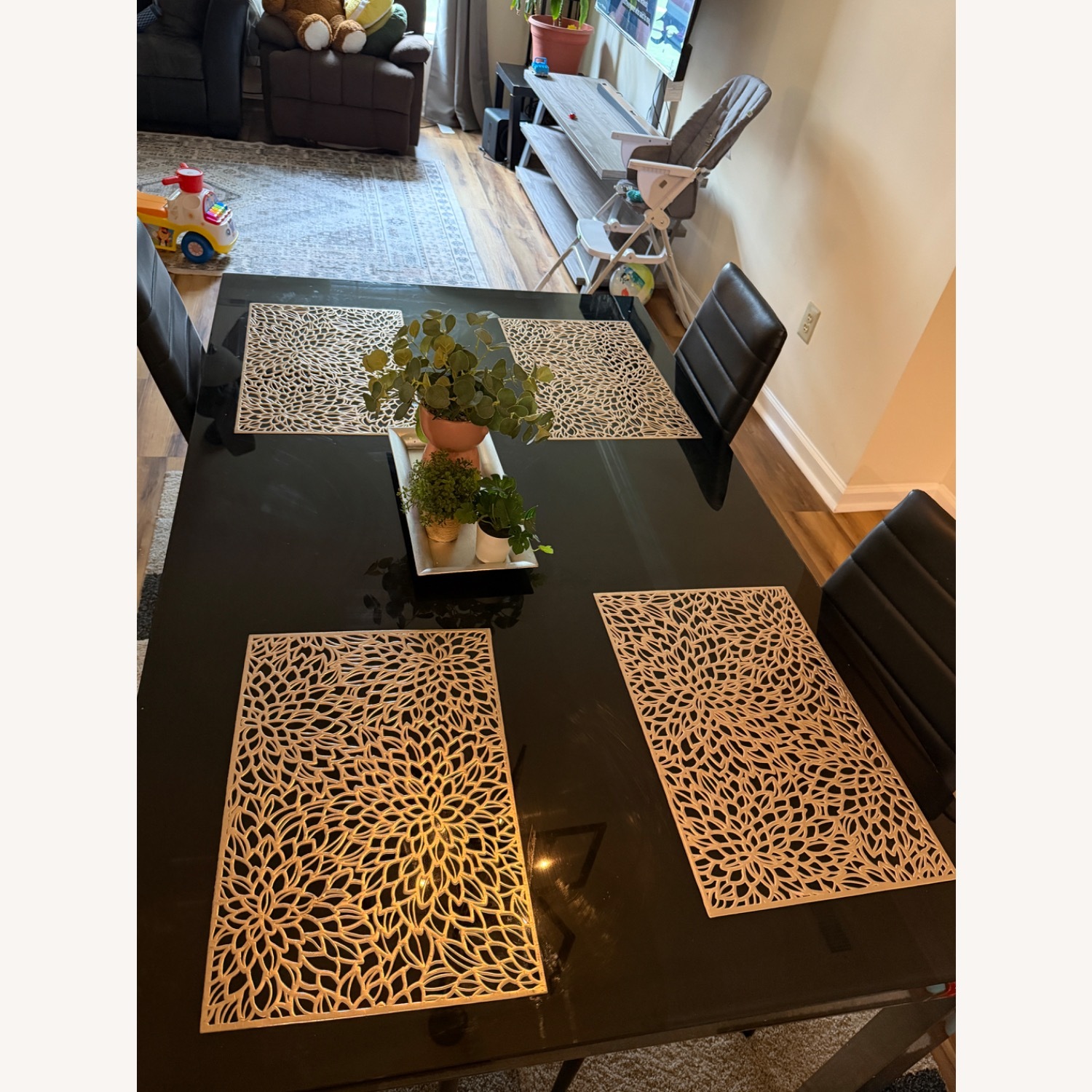 Ashley Furniture Black Glass Dining Table and Chair - image-8