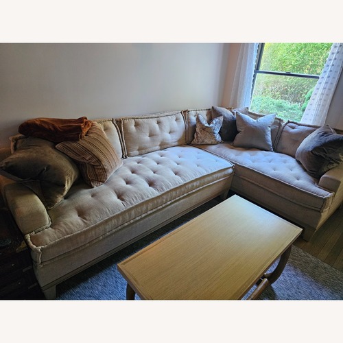 Used Natural Linen 2 Piece Sectional for sale on AptDeco