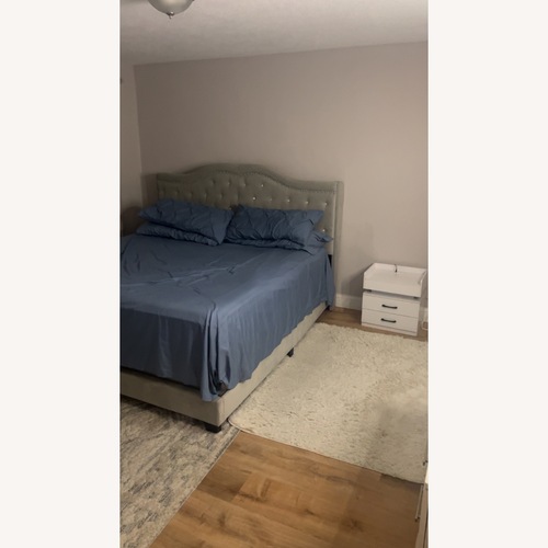 Used White Wood King Bed for sale on AptDeco