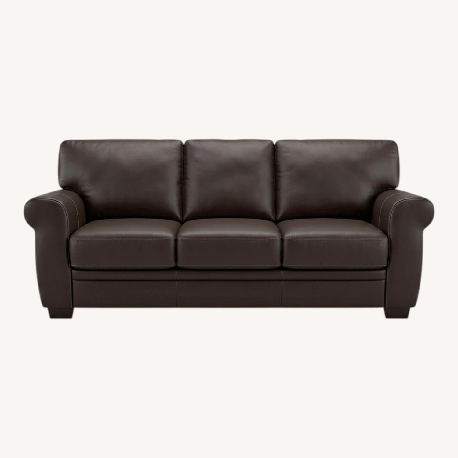 Macy's Dark Brown Leather 3+ Seater Sofa - image-0