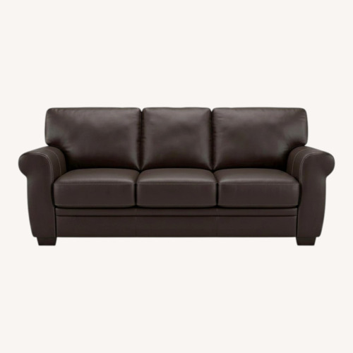 Used Macy's Dark Brown Leather 3+ Seater Sofa for sale on AptDeco