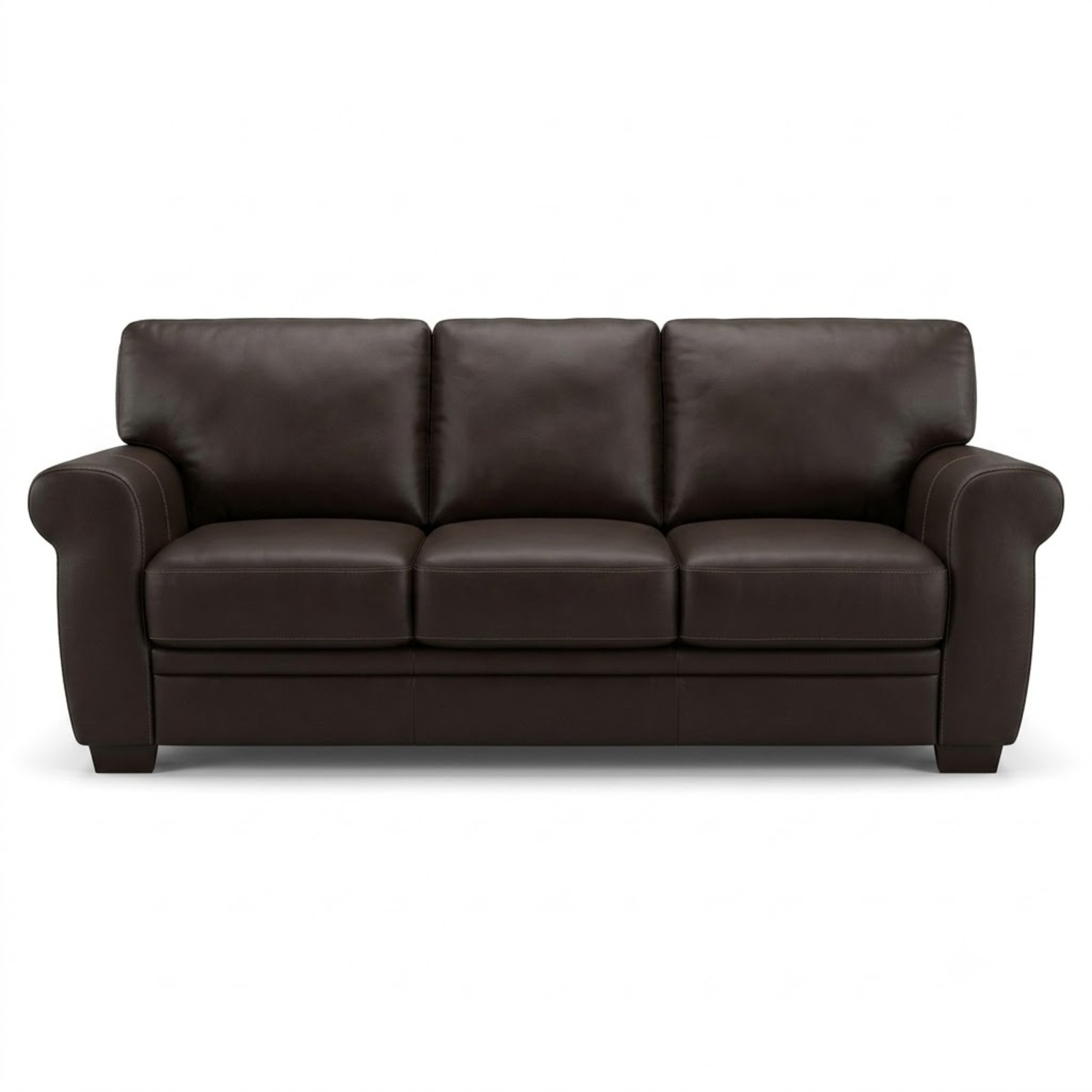 Macy's Dark Brown Leather 3+ Seater Sofa - image-4