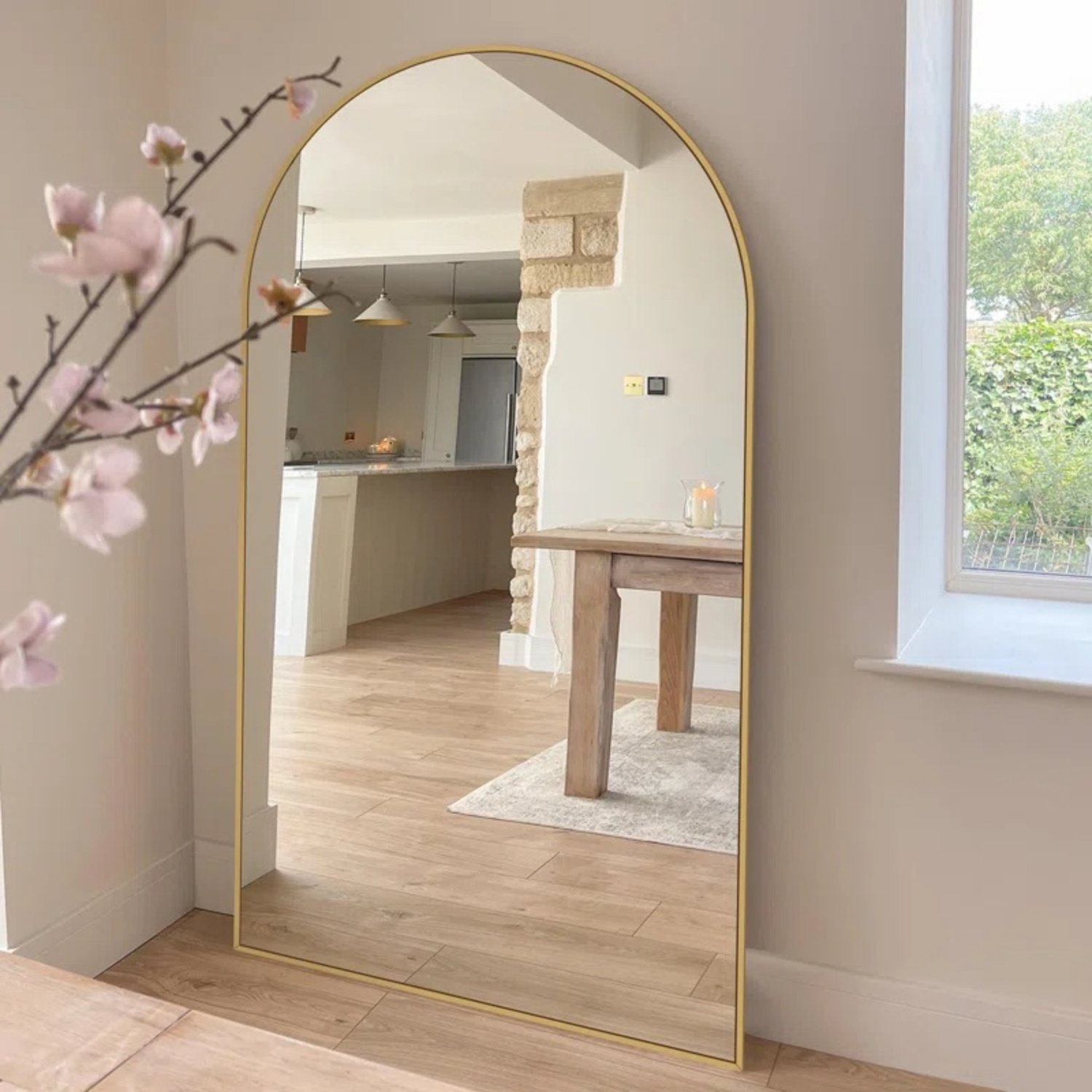 71"H x 32"W Gold Floor Standing Mirror  - image-6