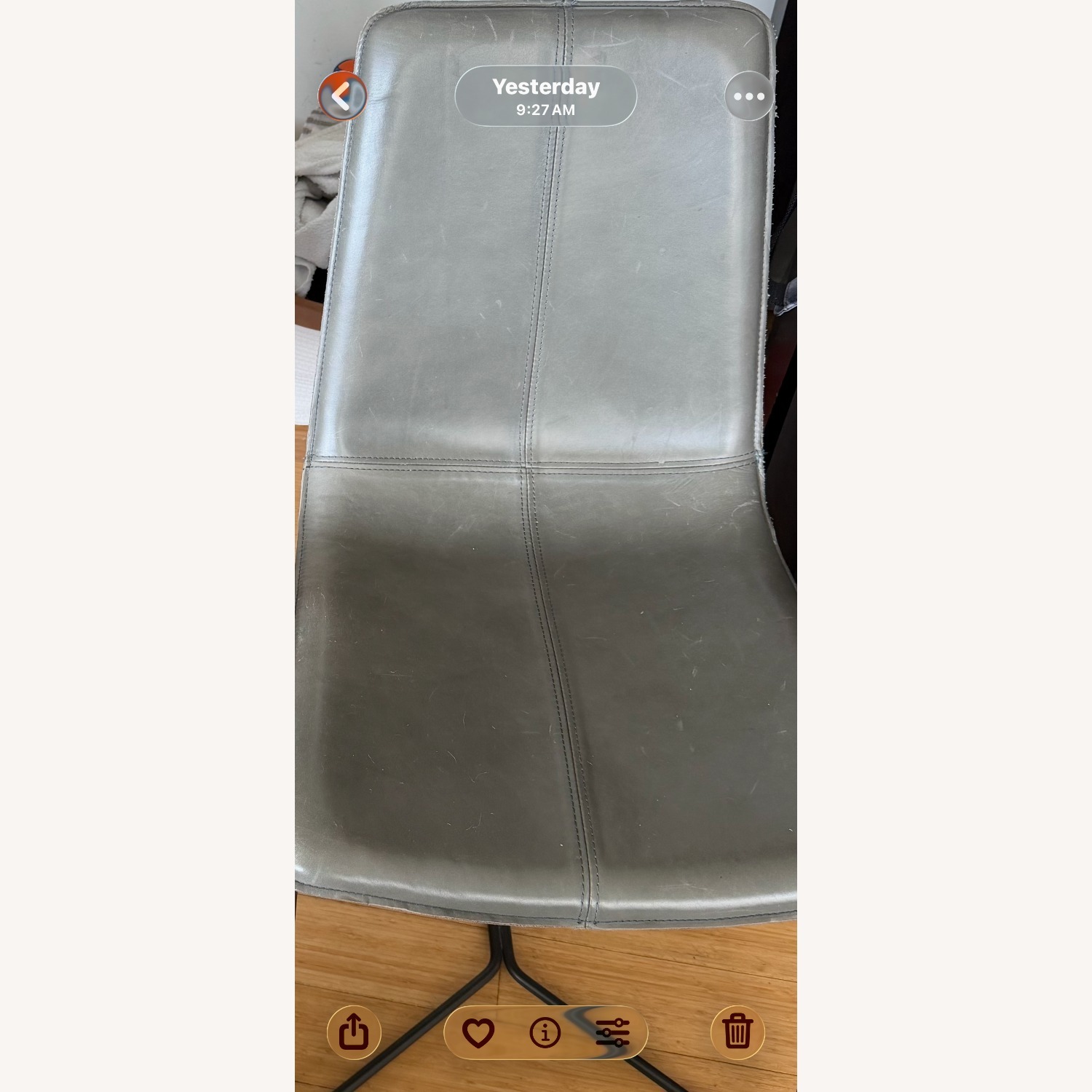 West Elm Gray Slope Leather Dining Chairs Set of 2 - image-3