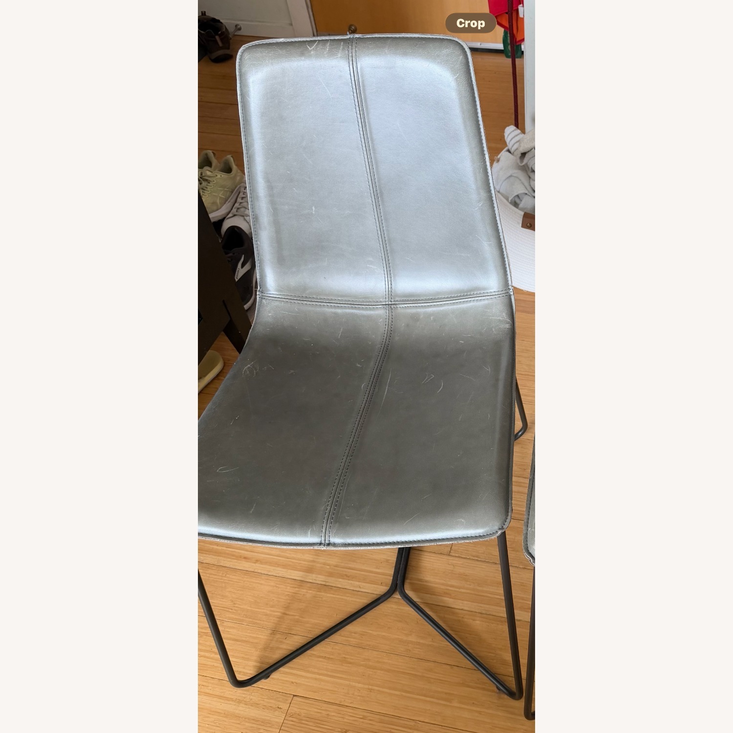 West Elm Gray Slope Leather Dining Chairs Set of 2 - image-2