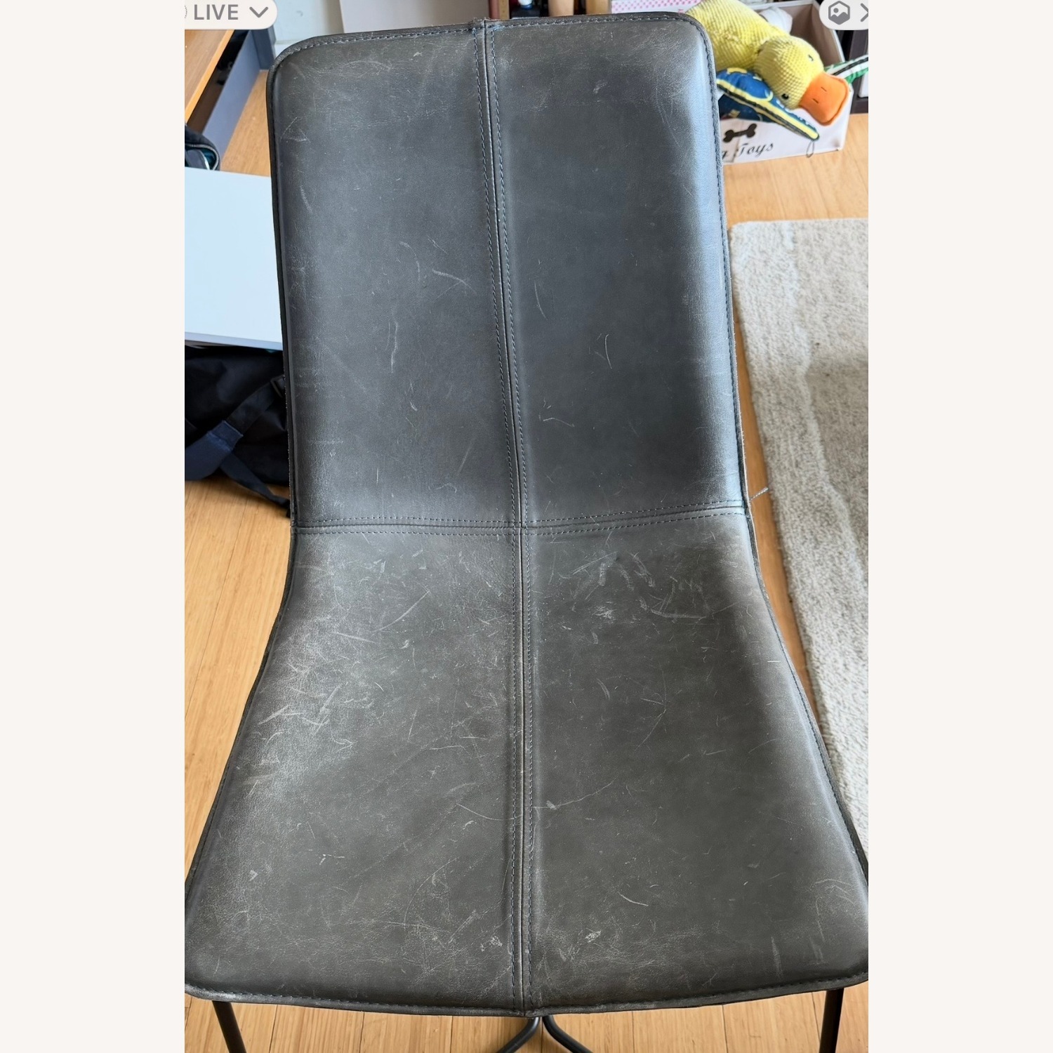 West Elm Gray Slope Leather Dining Chair Set of 2 - image-3
