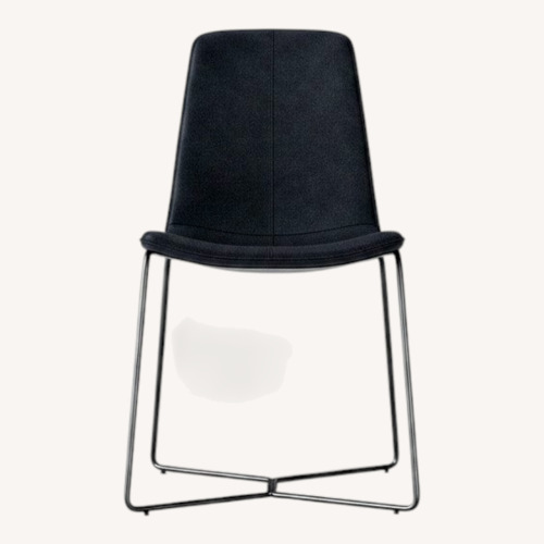 Used West Elm Gray Slope Leather Dining Chair Set of 2 for sale on AptDeco